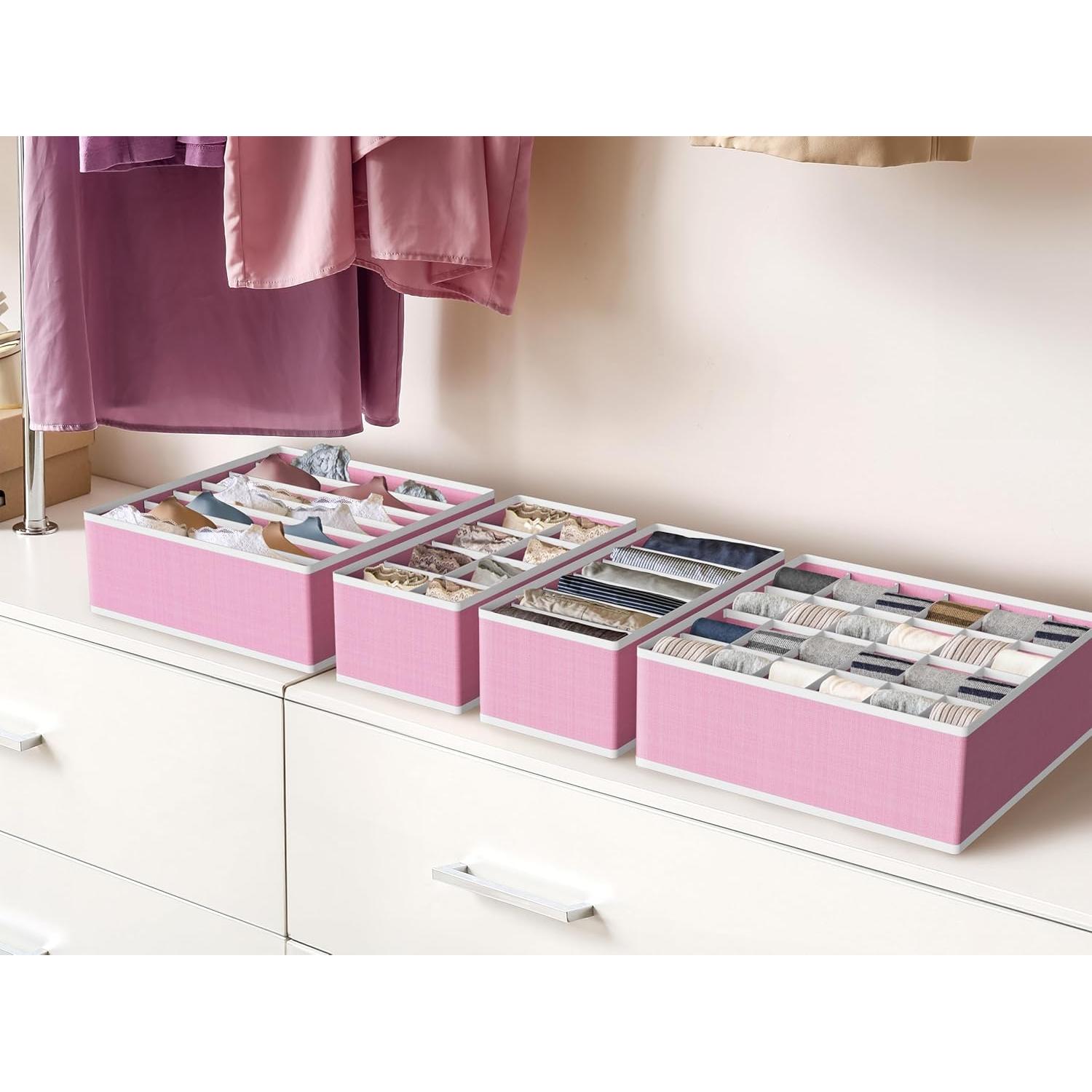 Conjunto de Organizadores de Cajón Simple Houseware 4 Paquetes Rosa