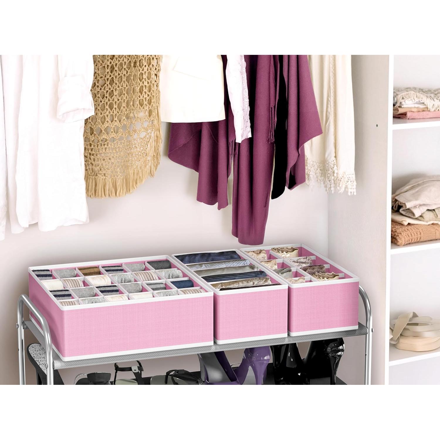 Conjunto de Organizadores de Cajón Simple Houseware 4 Paquetes Rosa