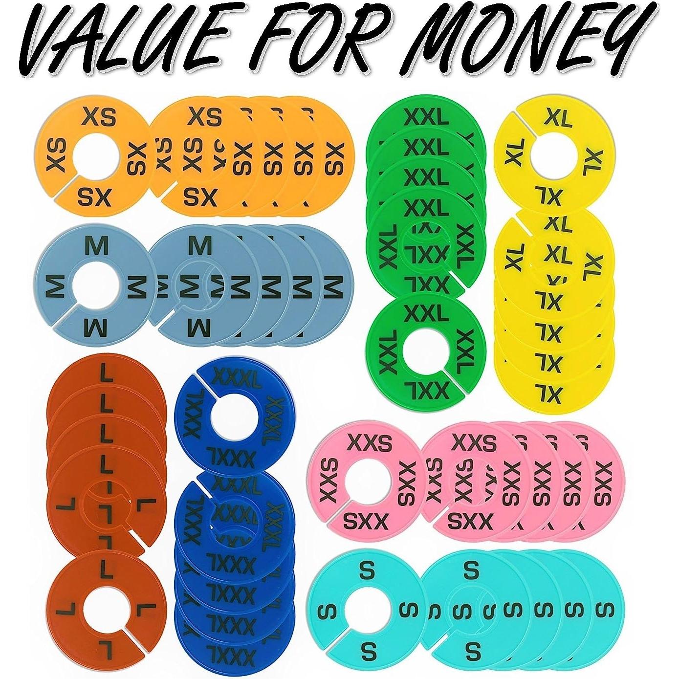 Divisores de Tamaño de Ropa GIDABRAND 40 Piezas Coloridos XXS-XXXL