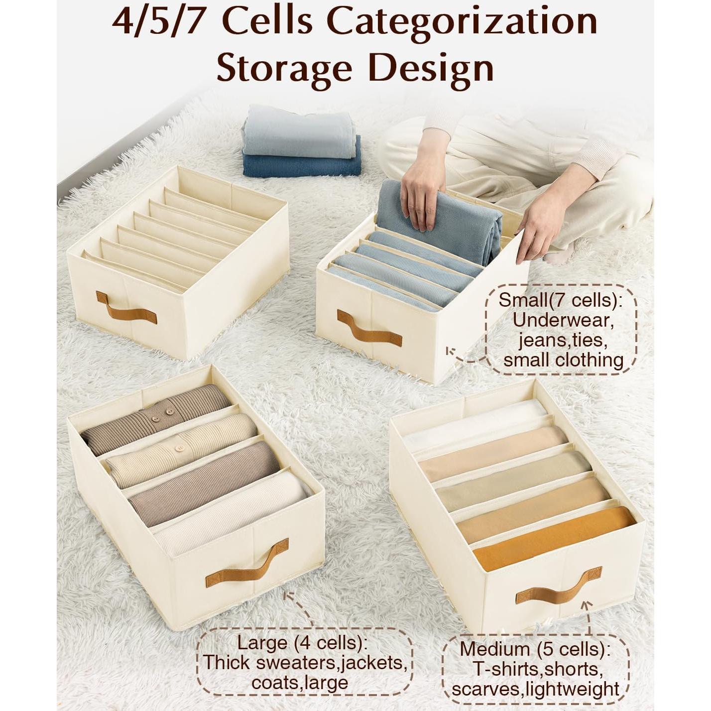 Organizador de Ropa Homsorout Beige 6 Piezas 4/5/7 Rejillas