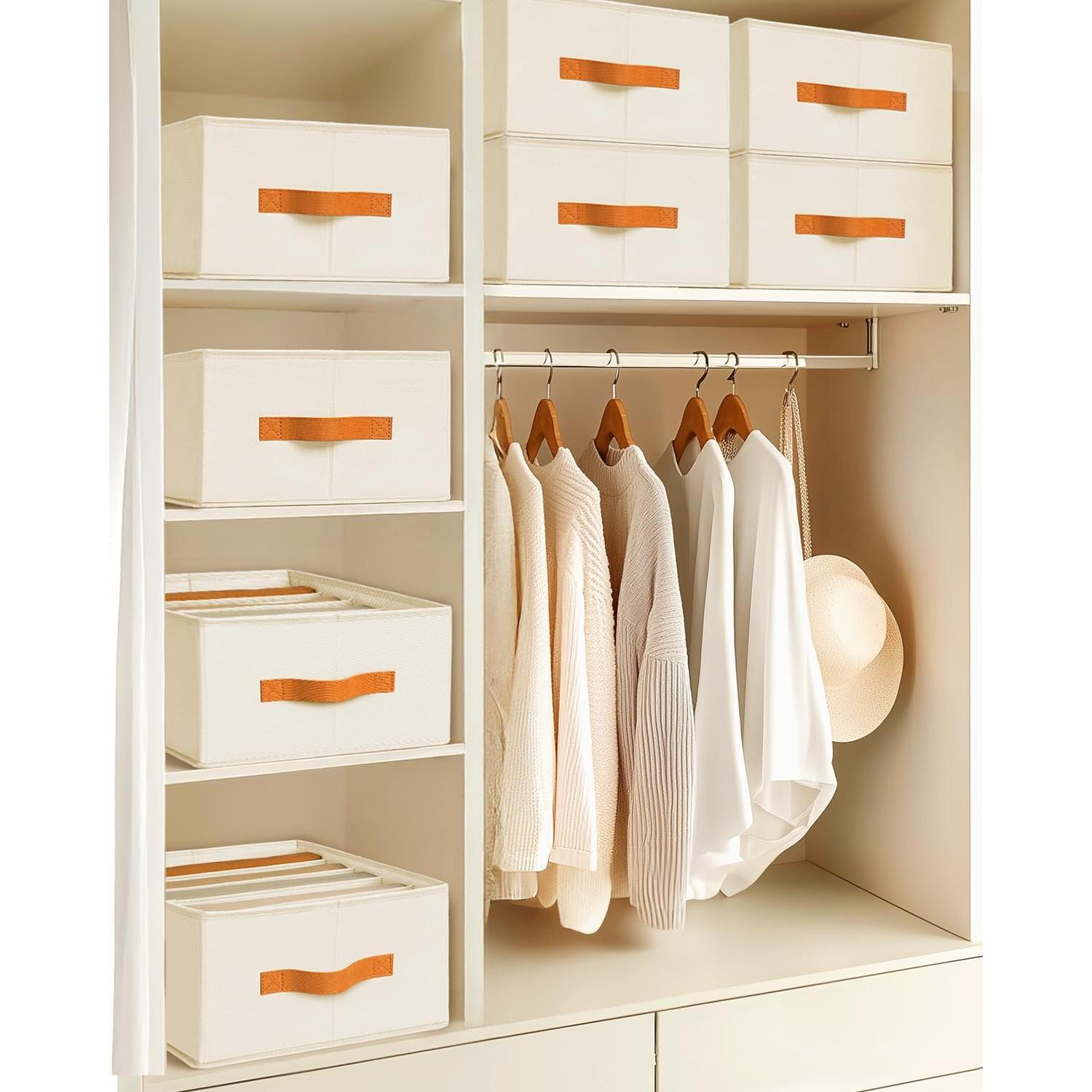 Organizador de Ropa Homsorout Beige 6 Piezas 4/5/7 Rejillas