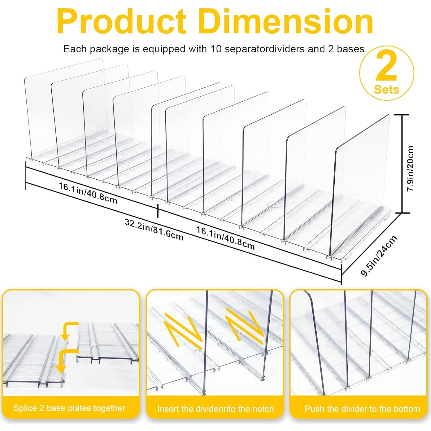 Organizador de Bolsos VERONLY 10 Divisores Transparente 2 Pack