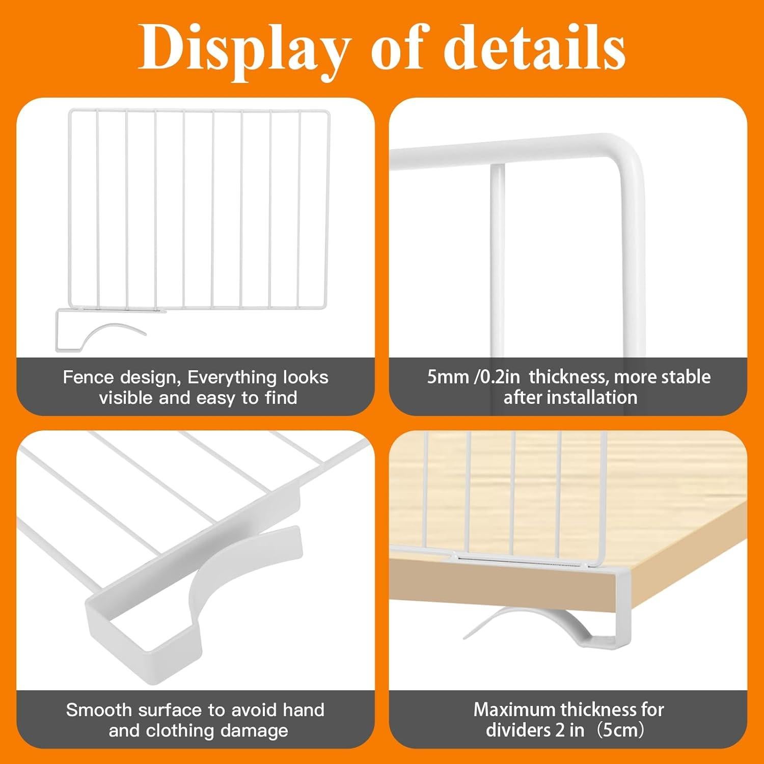 Juego de 8 Divisores de Estante de Metal Fineonly 23.9 cm