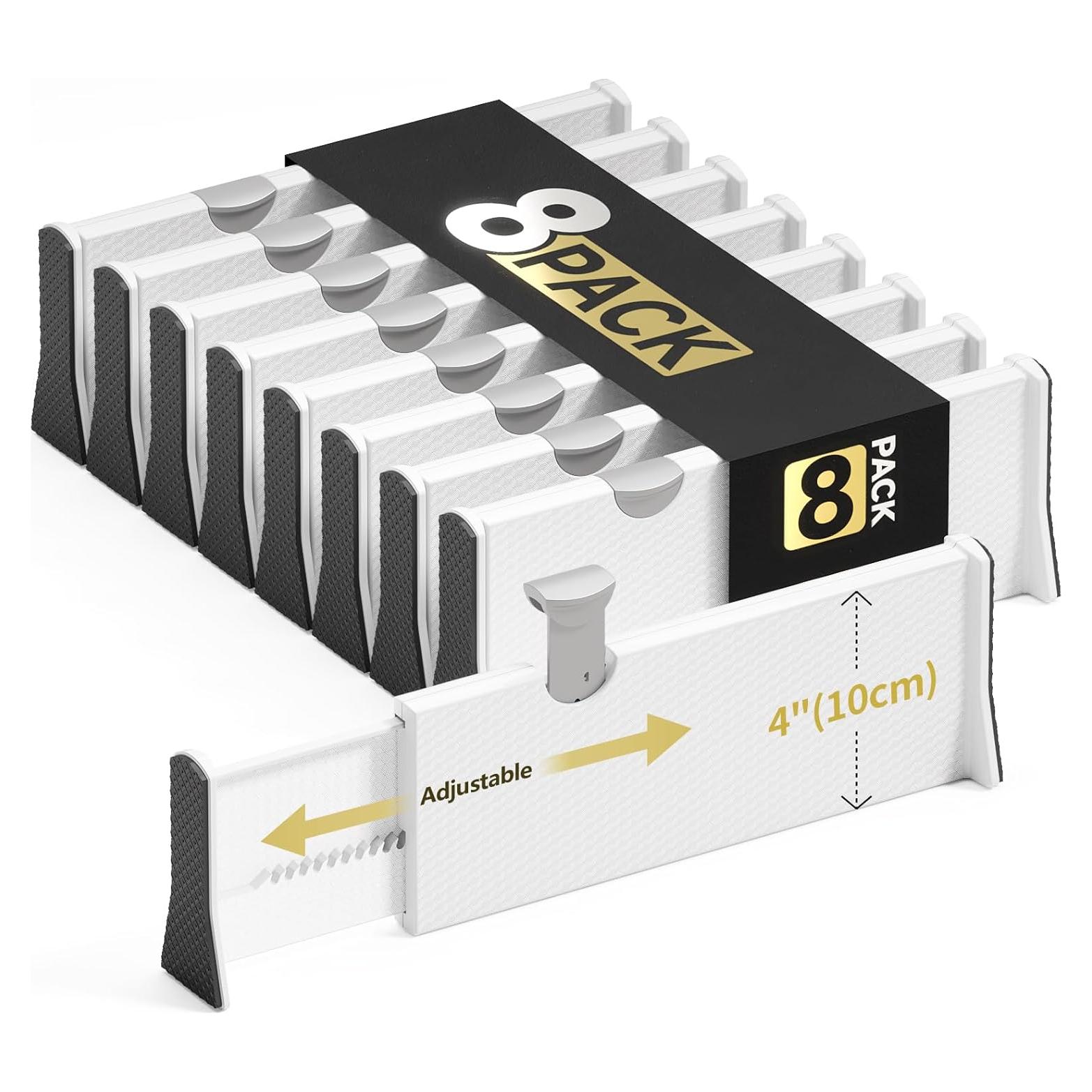 Organizador de Cajones NTQNOIKA 8 Paquete Ajustable Blanco 10 cm