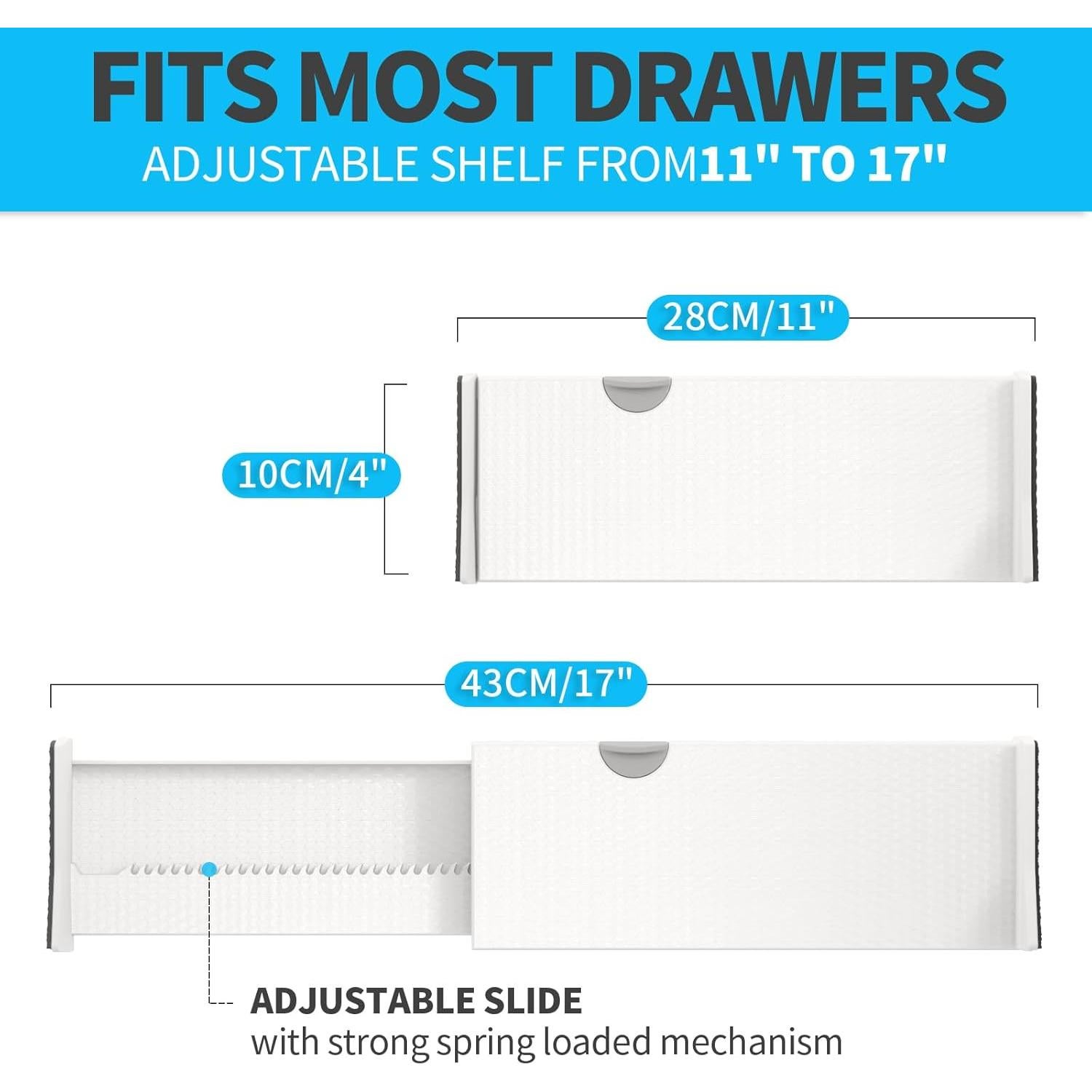 Organizador de Cajones NTQNOIKA 8 Paquete Ajustable Blanco 10 cm