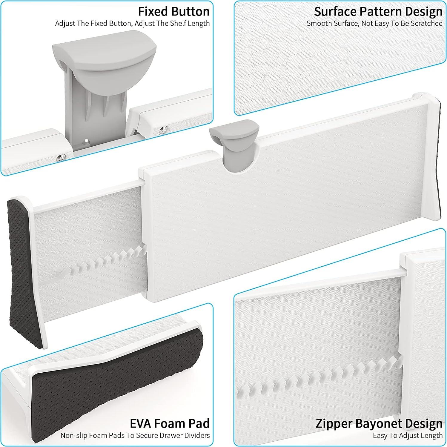 Organizador de Cajones NTQNOIKA 8 Paquete Ajustable Blanco 10 cm