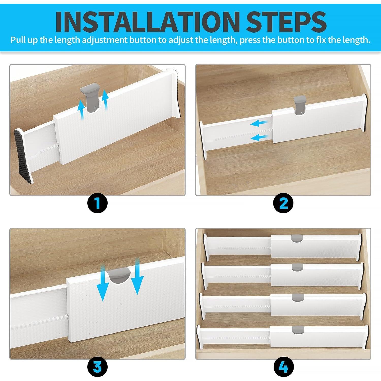 Organizador de Cajones NTQNOIKA 8 Paquete Ajustable Blanco 10 cm