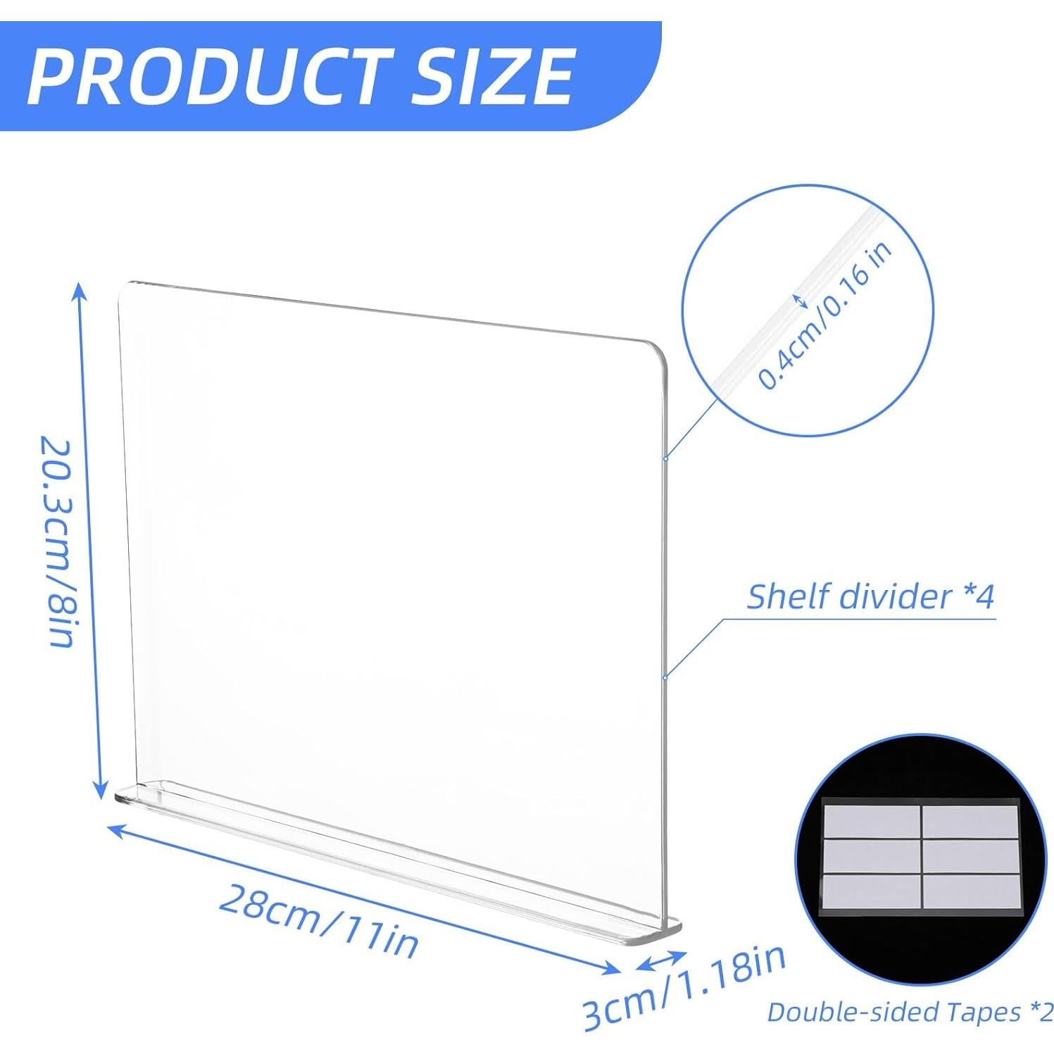 Divisores de Estante Claros AojSup - Paquete de 4, 28x3x20.3 cm