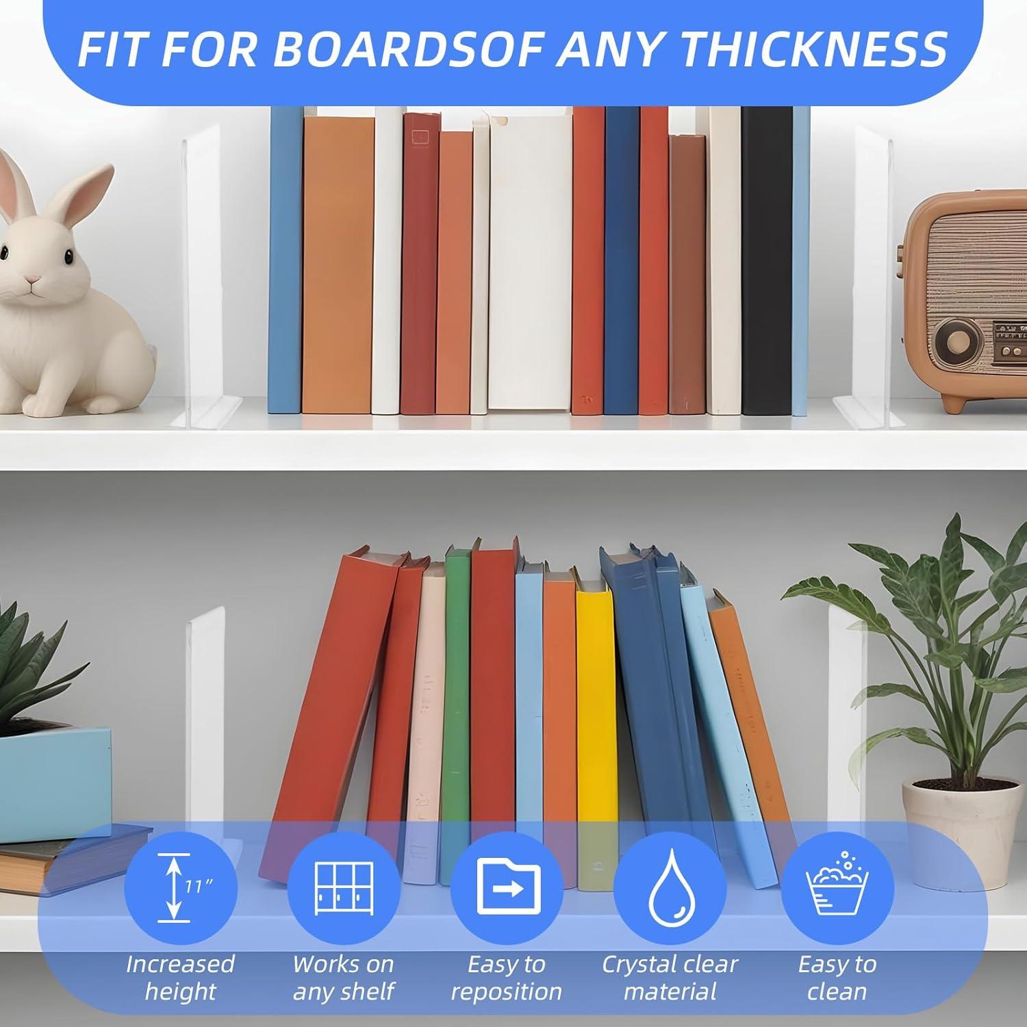 Divisores de Estante Claros AojSup - Paquete de 4, 28x3x20.3 cm