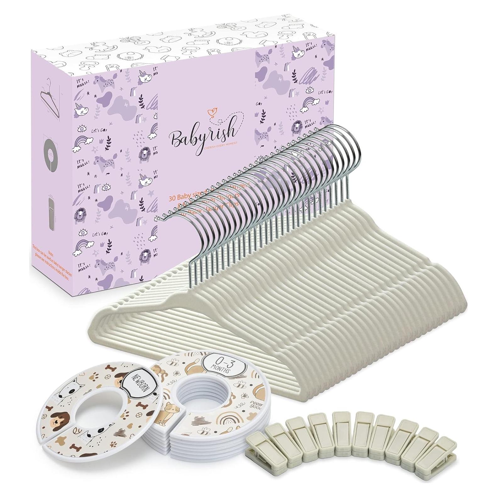 Conjunto Organizador de Armario BABYRISH - 30 Perchas Terciopelo