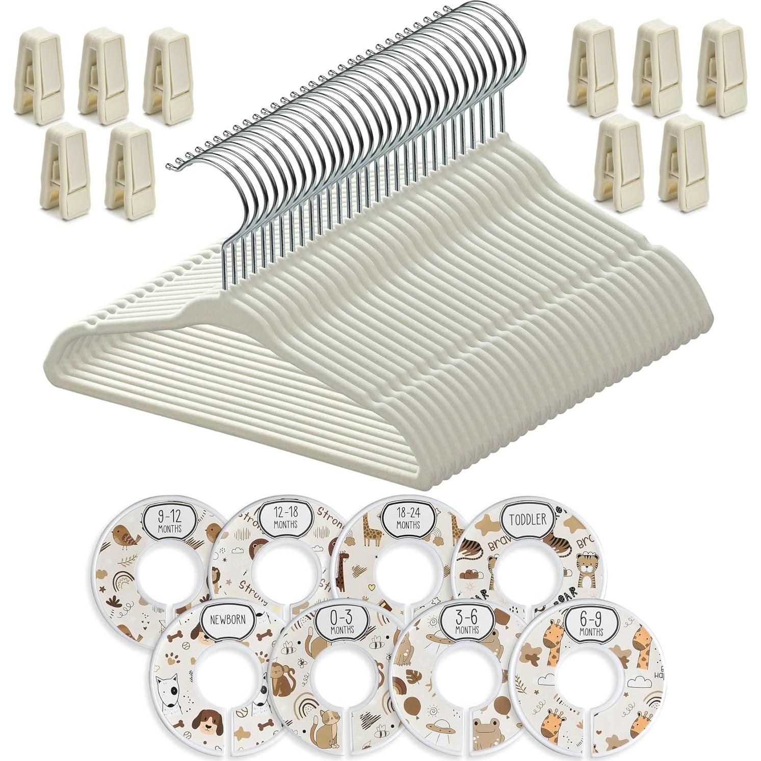 Conjunto Organizador de Armario BABYRISH - 30 Perchas Terciopelo