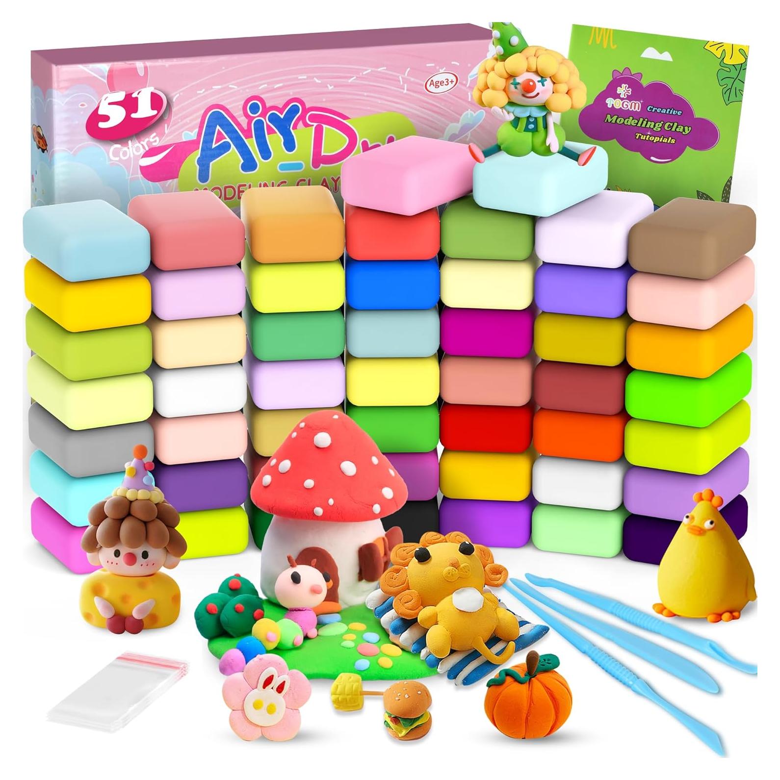 Kit de Arcilla Secada al Aire TOGM 51 Colores para Niños