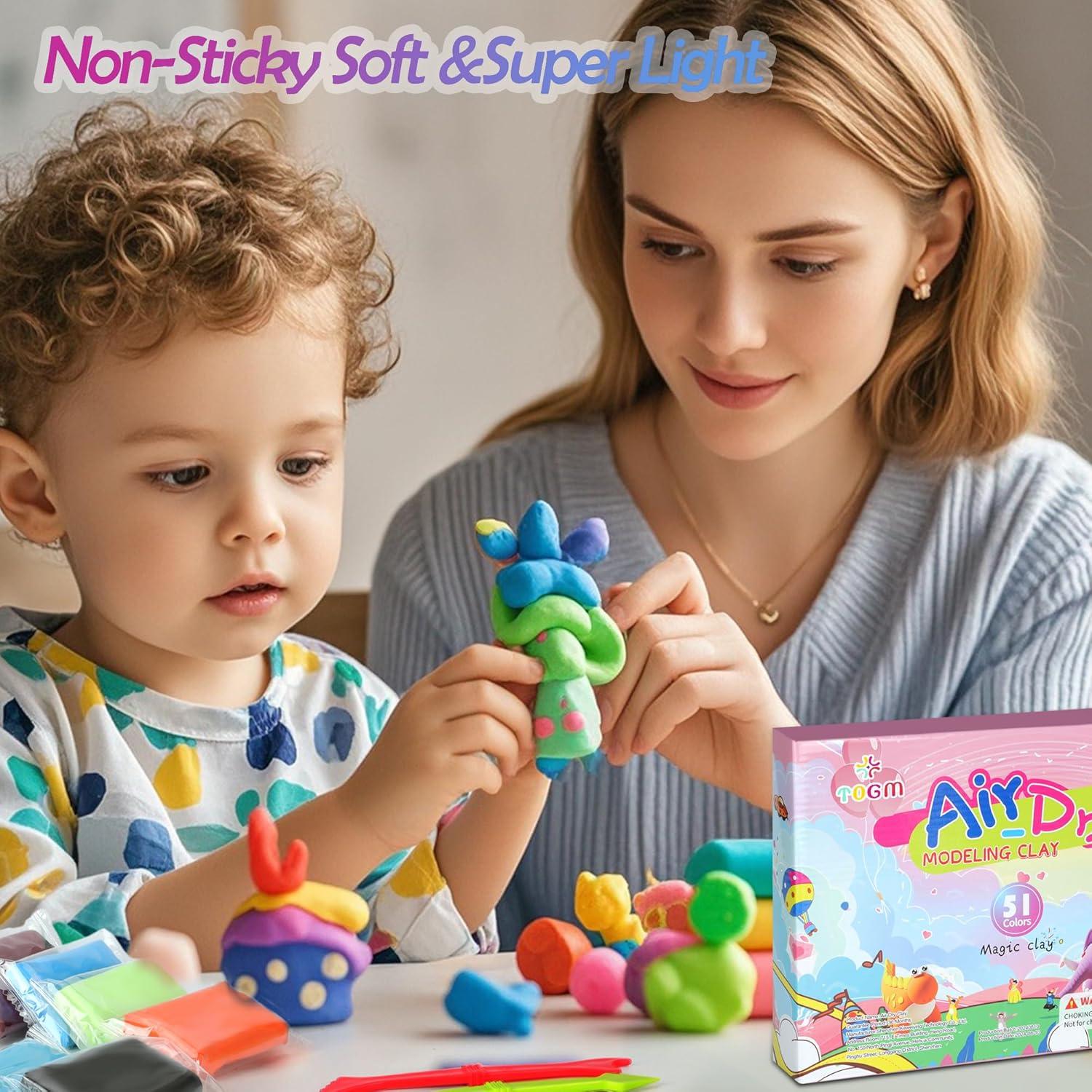 Kit de Arcilla Secada al Aire TOGM 51 Colores para Niños