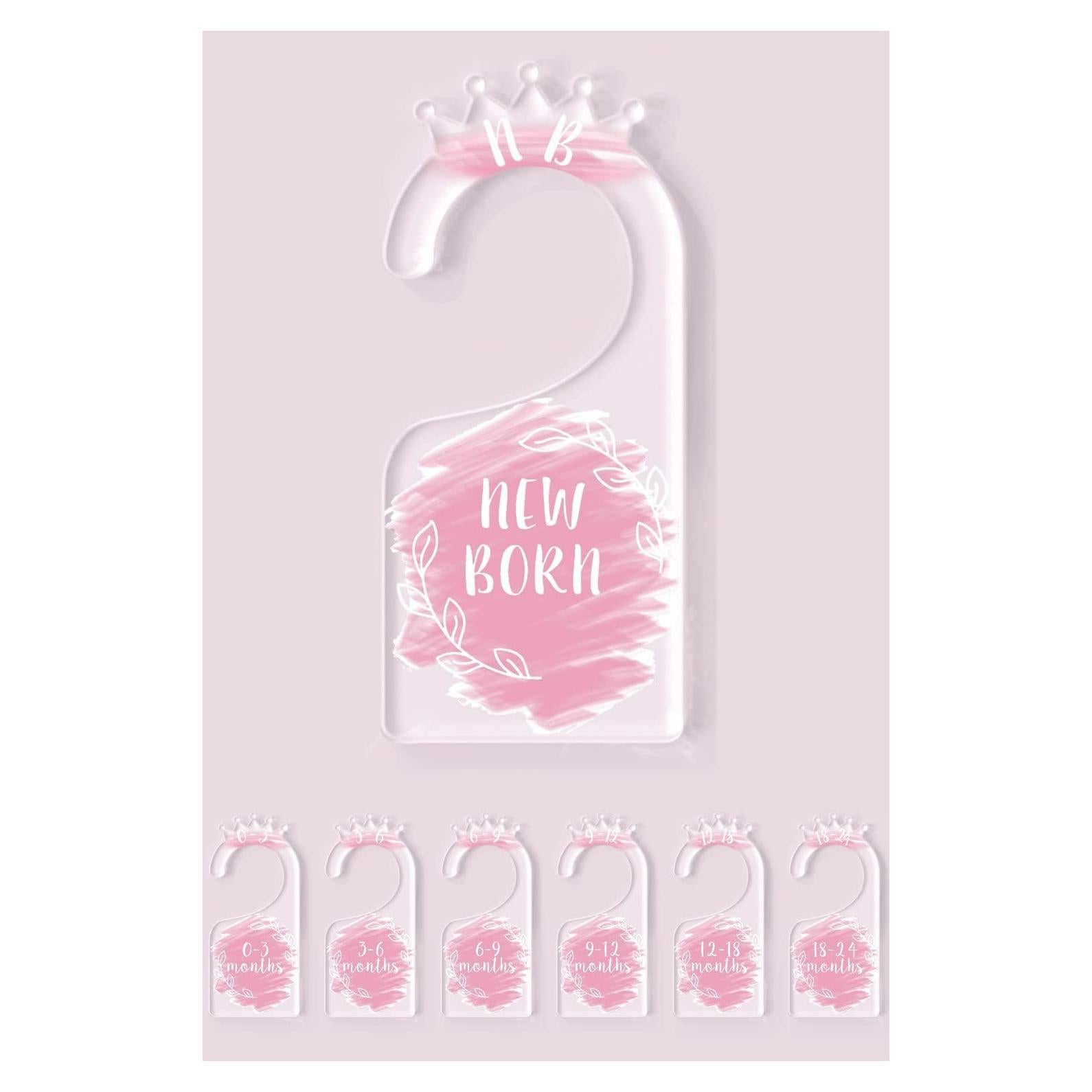 Divisores de armario para bebés OneDream - Set de 7 divisores acrílicos rosa