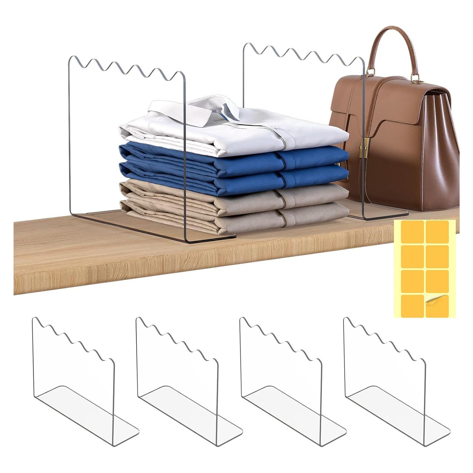 Divisores de Estante OKPOW Acrílico Claro 25.4x30.5cm 4 Piezas