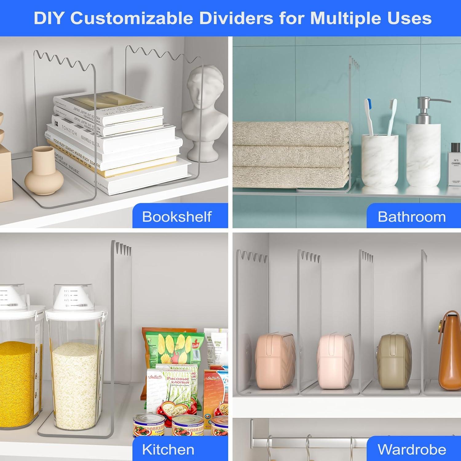 Divisores de Estante OKPOW Acrílico Claro 25.4x30.5cm 4 Piezas