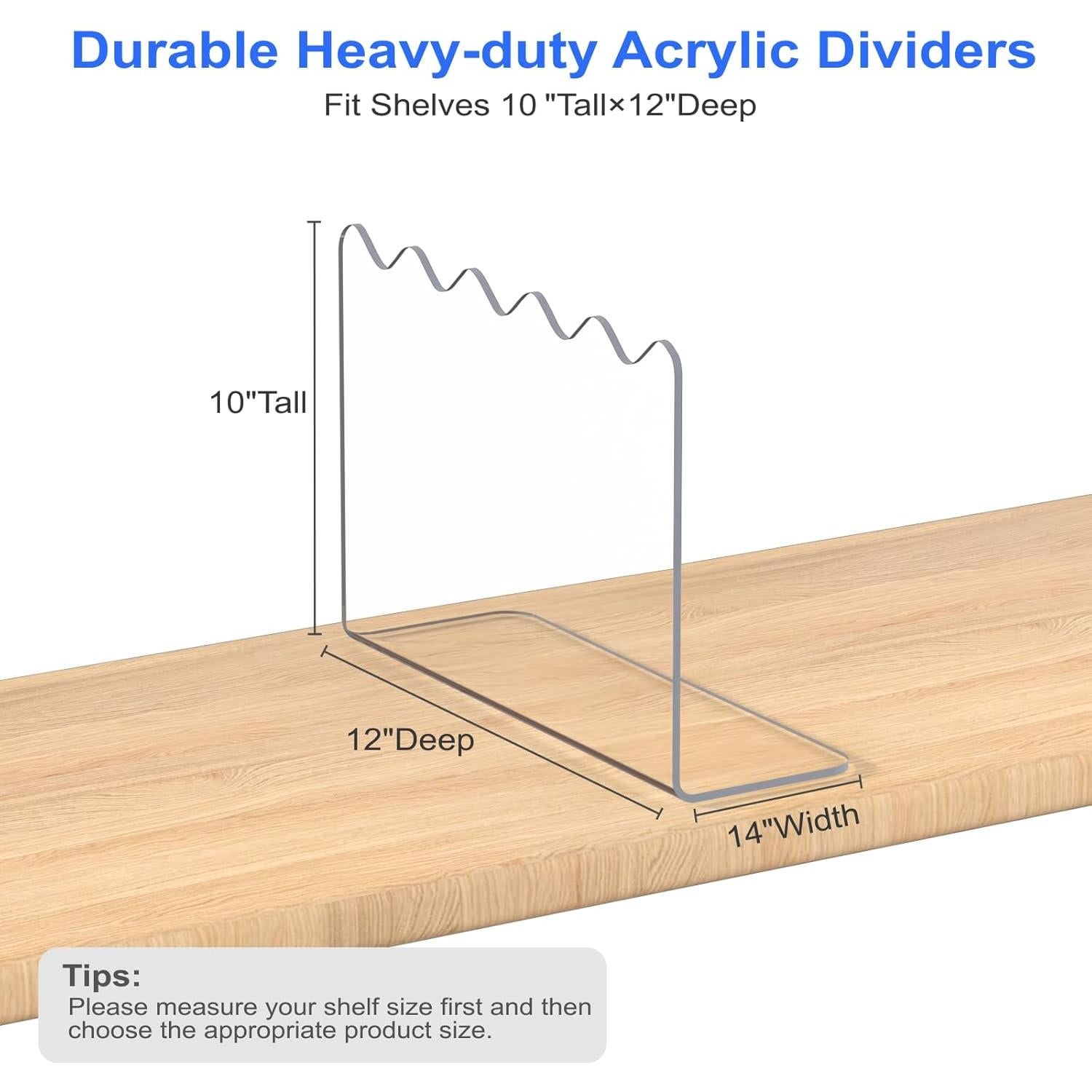Divisores de Estante OKPOW Acrílico Claro 25.4x30.5cm 4 Piezas