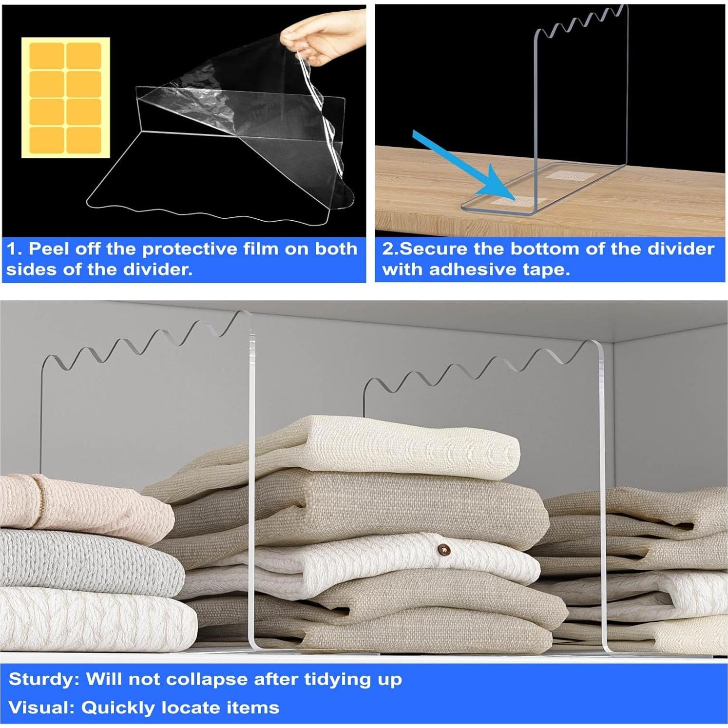 Divisores de Estante OKPOW Acrílico Claro 25.4x30.5cm 4 Piezas