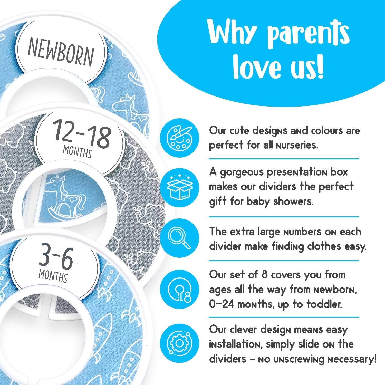 Divisores de Armario para Bebé Elle con Amor - Set de 8 Azul