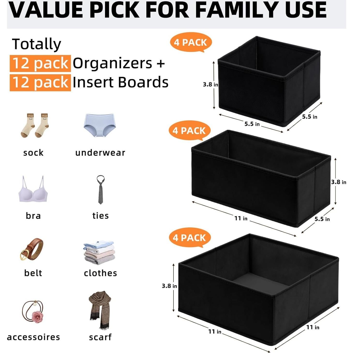 Organizador de Cajones Criusia 12 Paquete - Sin Olor, Apilable