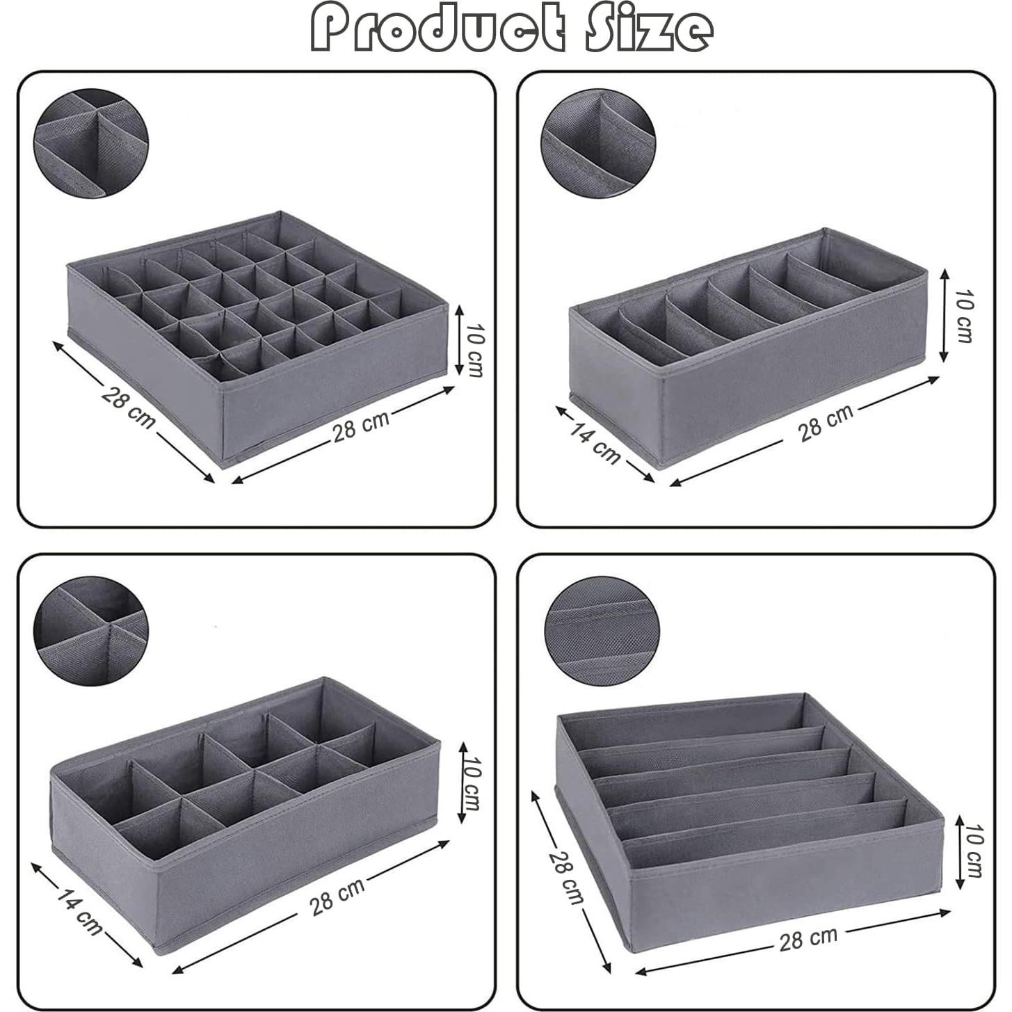 Organizador de Cajones Bazasa 8 Piezas Plegable Gris