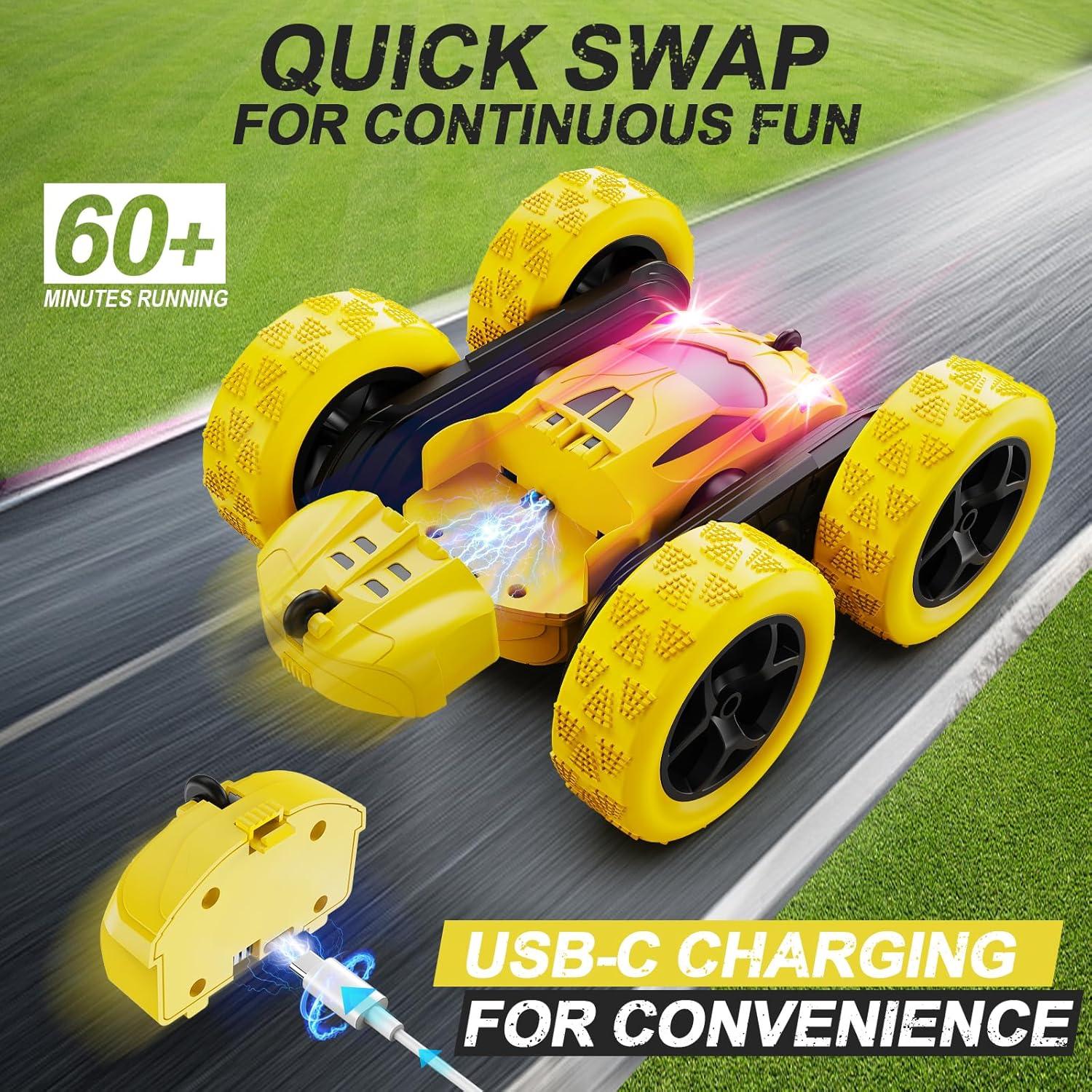 Coche RC QUNREDA Amarillo Acrobacias 4WD 360° Todo Terreno