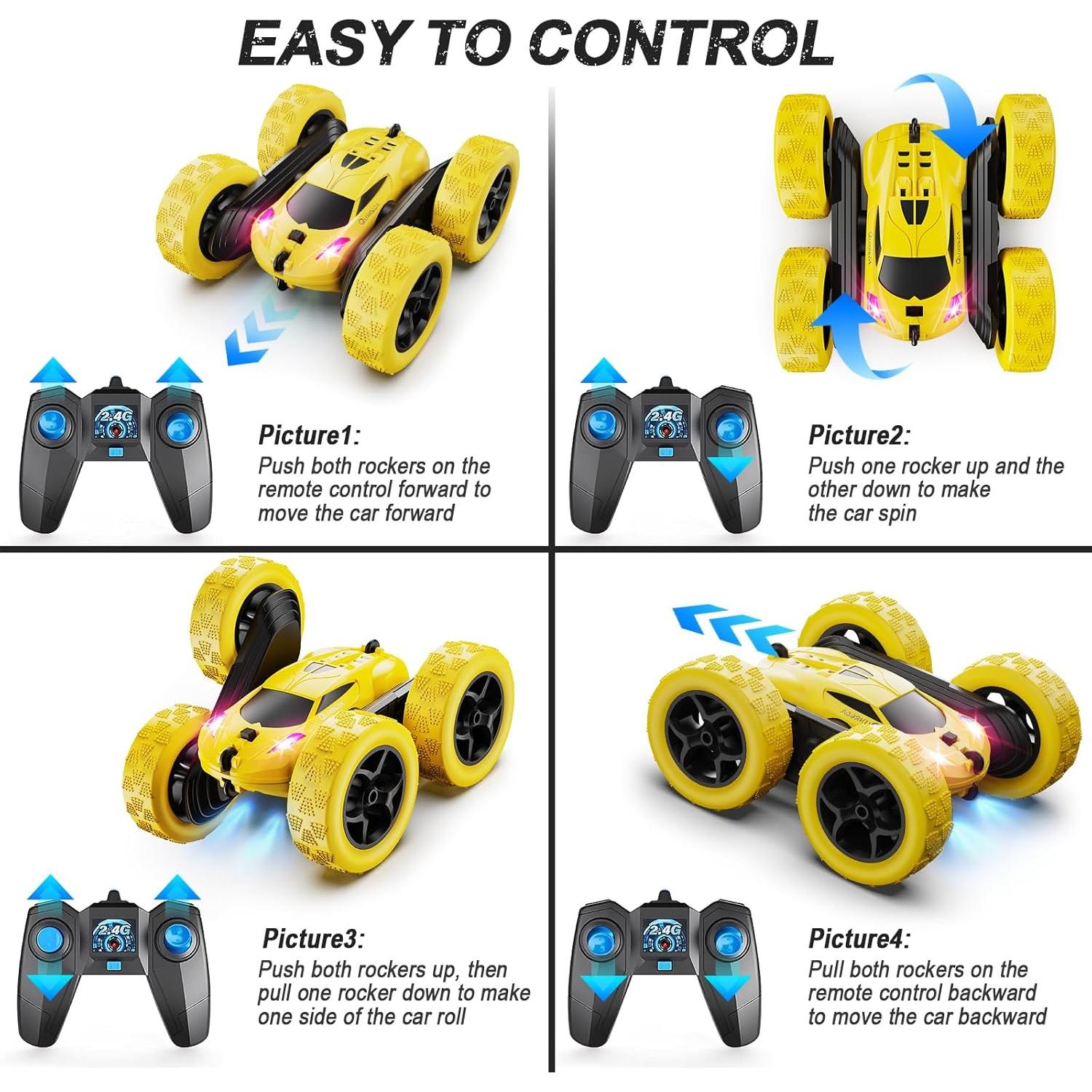 Coche RC QUNREDA Amarillo Acrobacias 4WD 360° Todo Terreno