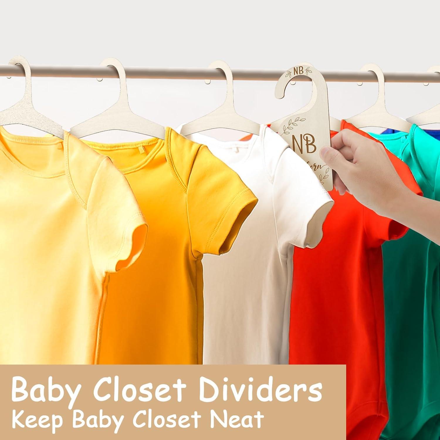 20 Perchas de Madera para Bebés Ovveroche + 7 Divisores