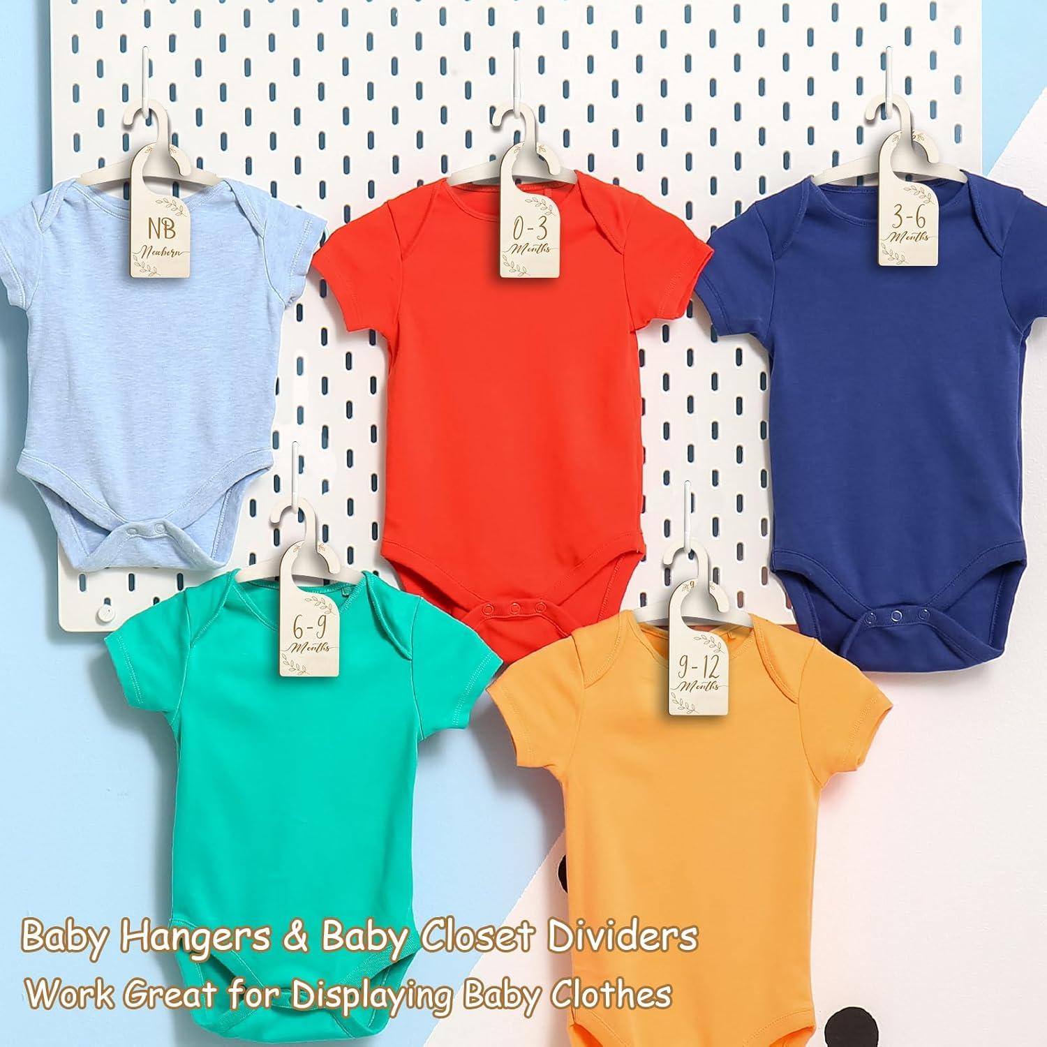 20 Perchas de Madera para Bebés Ovveroche + 7 Divisores