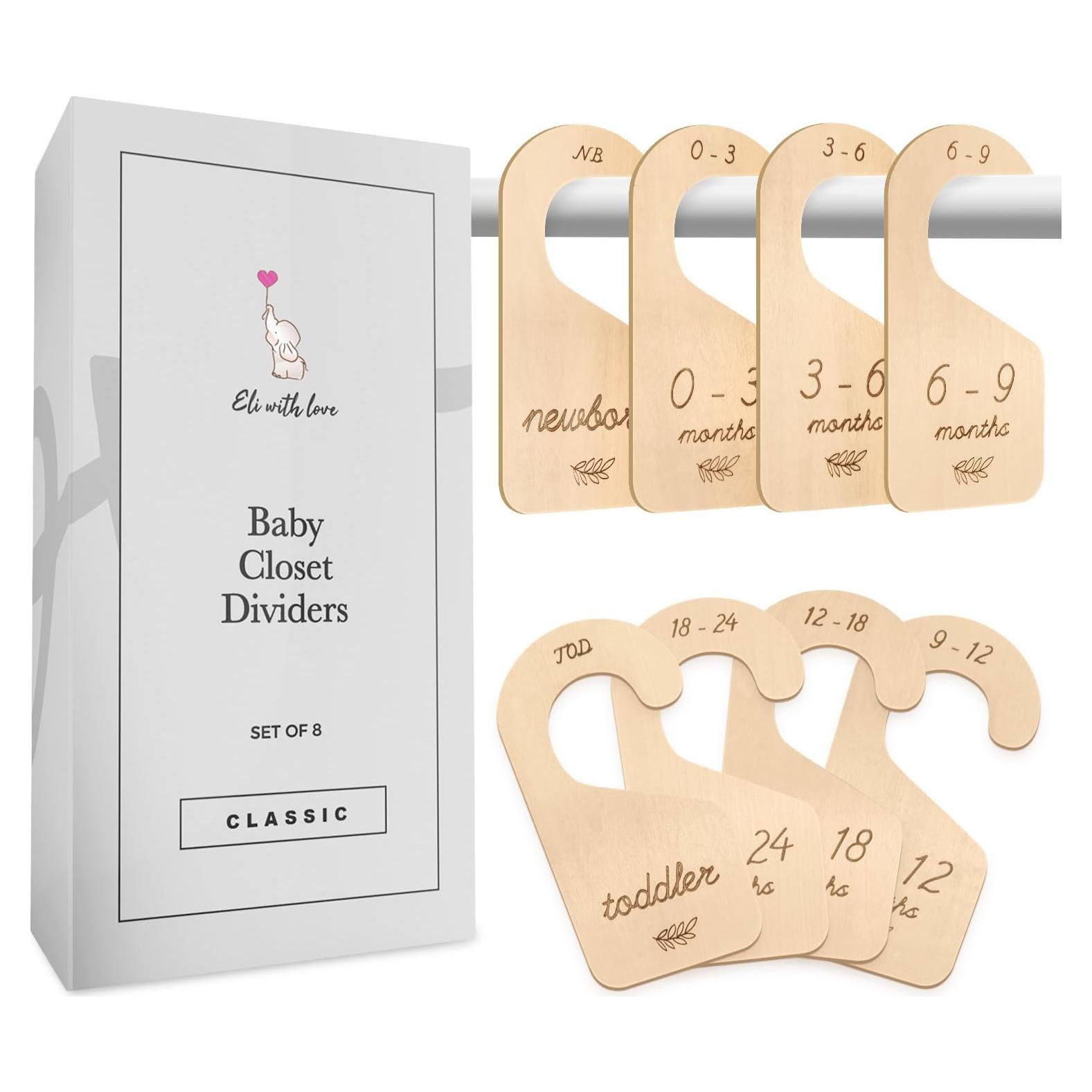 Divisores de Closet para Bebés - Madera Premium - 8 Piezas