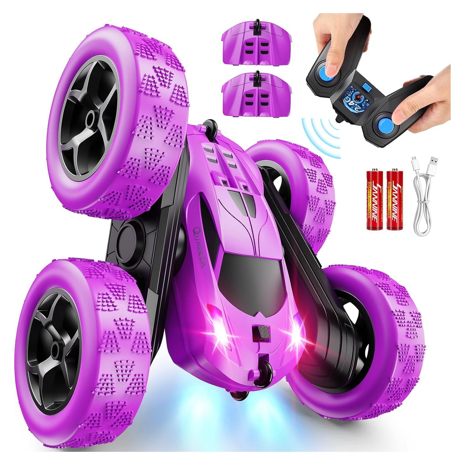 Coche RC QUNREDA Morado Doble Lado 360° para Niñas