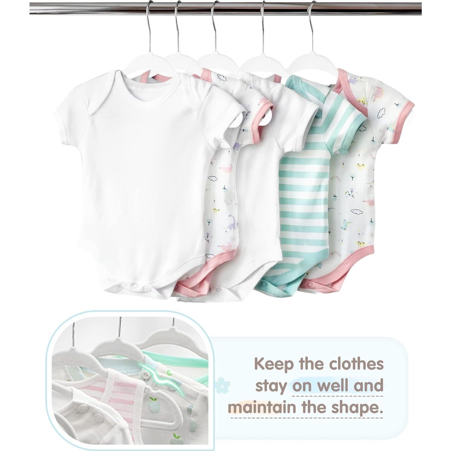 Perchas para Bebés VIS'V de Terciopelo 28 cm - 50 Piezas