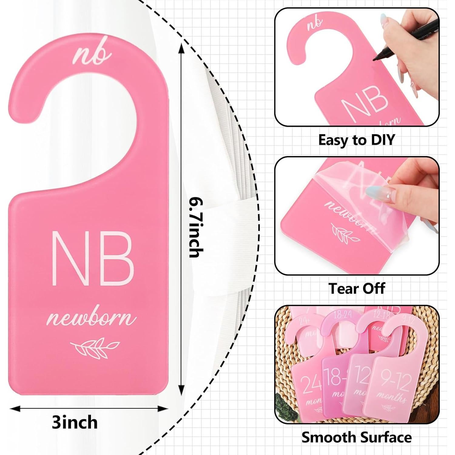 Divisores de Armario para Bebés Whaline Rosa 8 Piezas 17x7.6cm