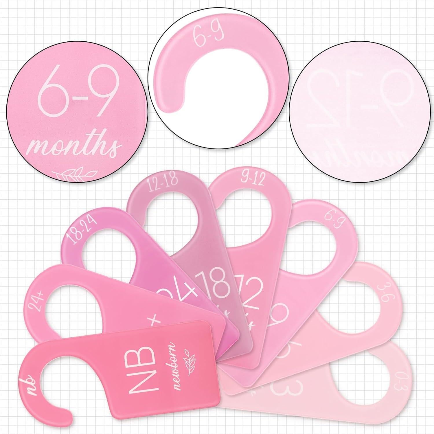 Divisores de Armario para Bebés Whaline Rosa 8 Piezas 17x7.6cm