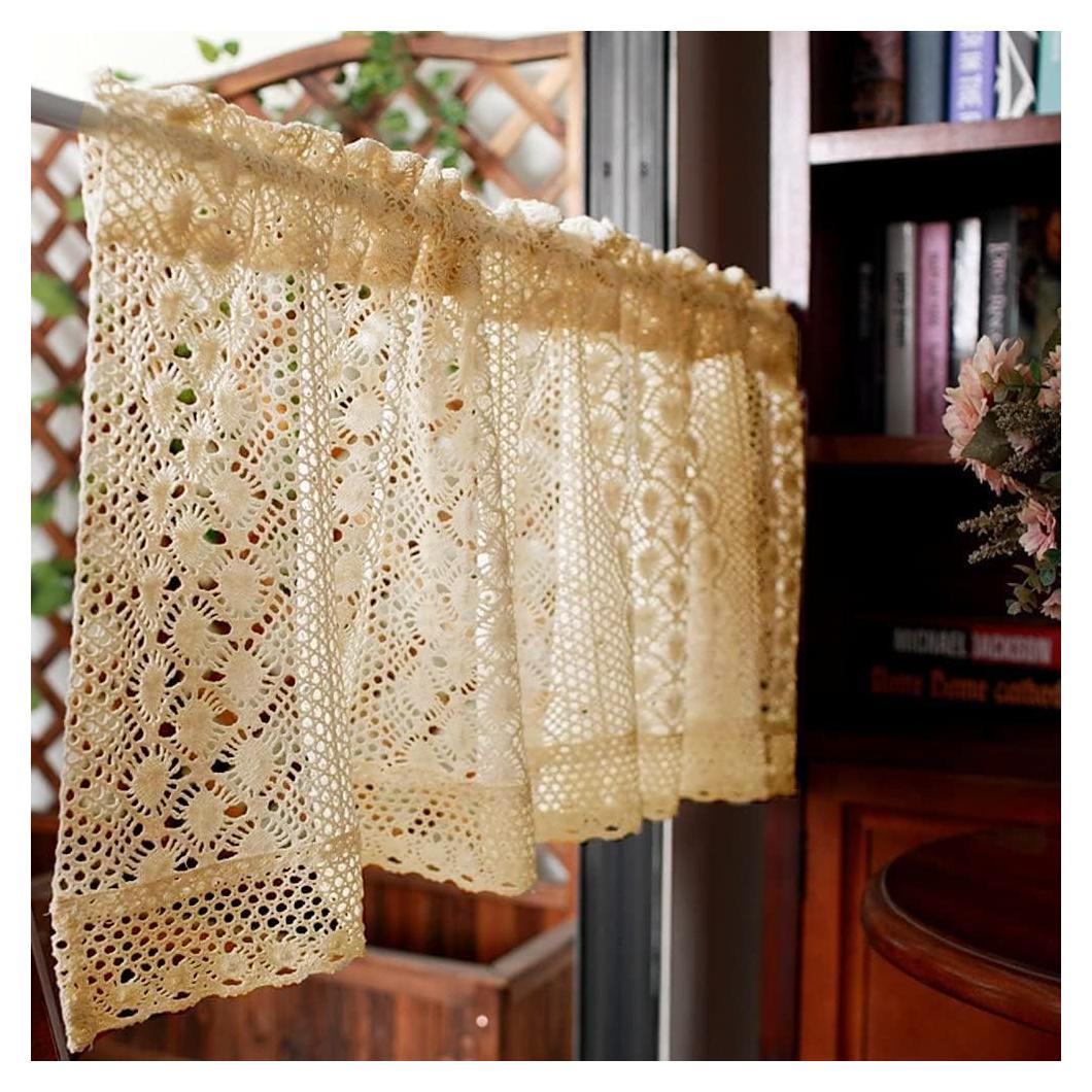 Valance de Cortina Boho Rústico Yunsurey 150x43 cm Beige