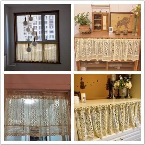 Valance de Cortina Boho Rústico Yunsurey 150x43 cm Beige