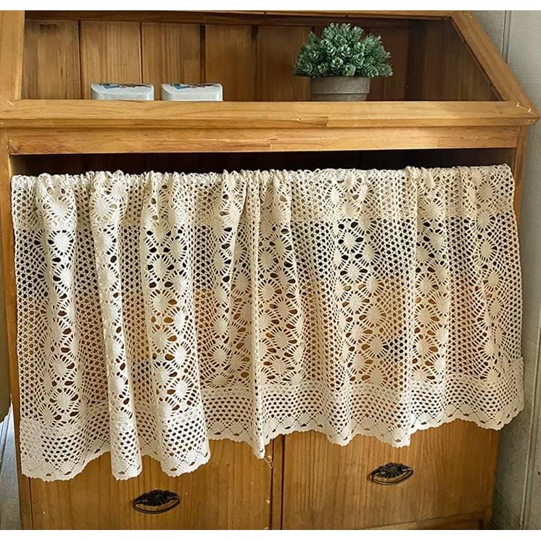 Valance de Cortina Boho Rústico Yunsurey 150x43 cm Beige