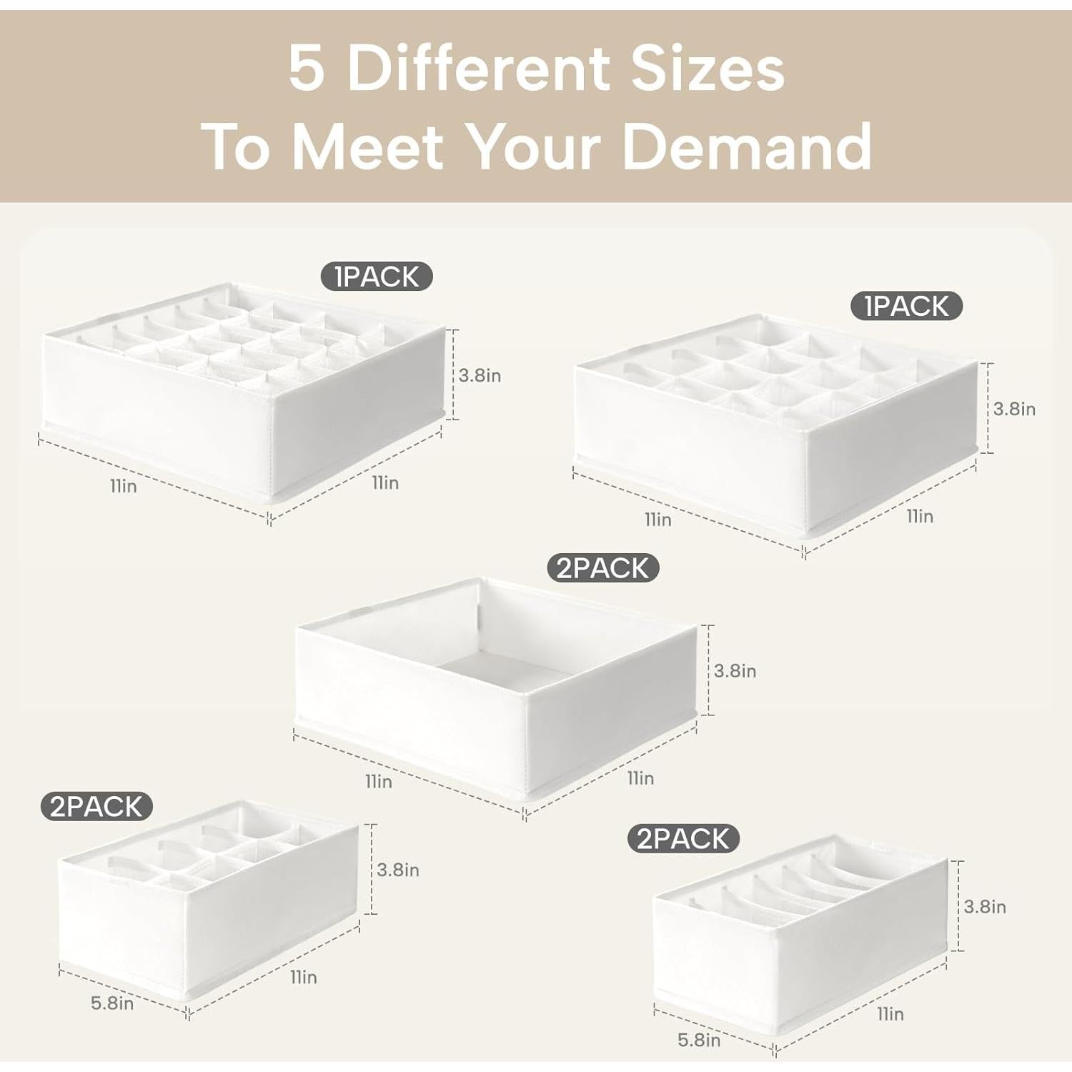 Organizador de Cajones Criusia 8 Piezas para Ropa Interior y Calcetines