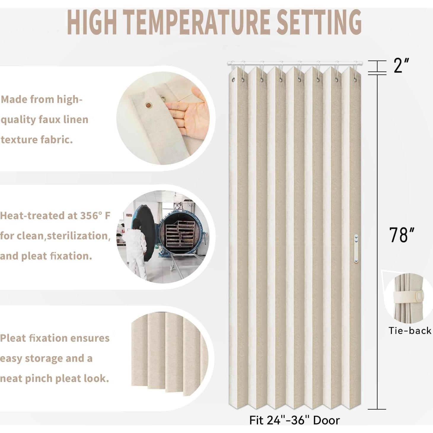 Cortina Acordeón Vatge Beige 100x198 cm para Closet y Divisiones