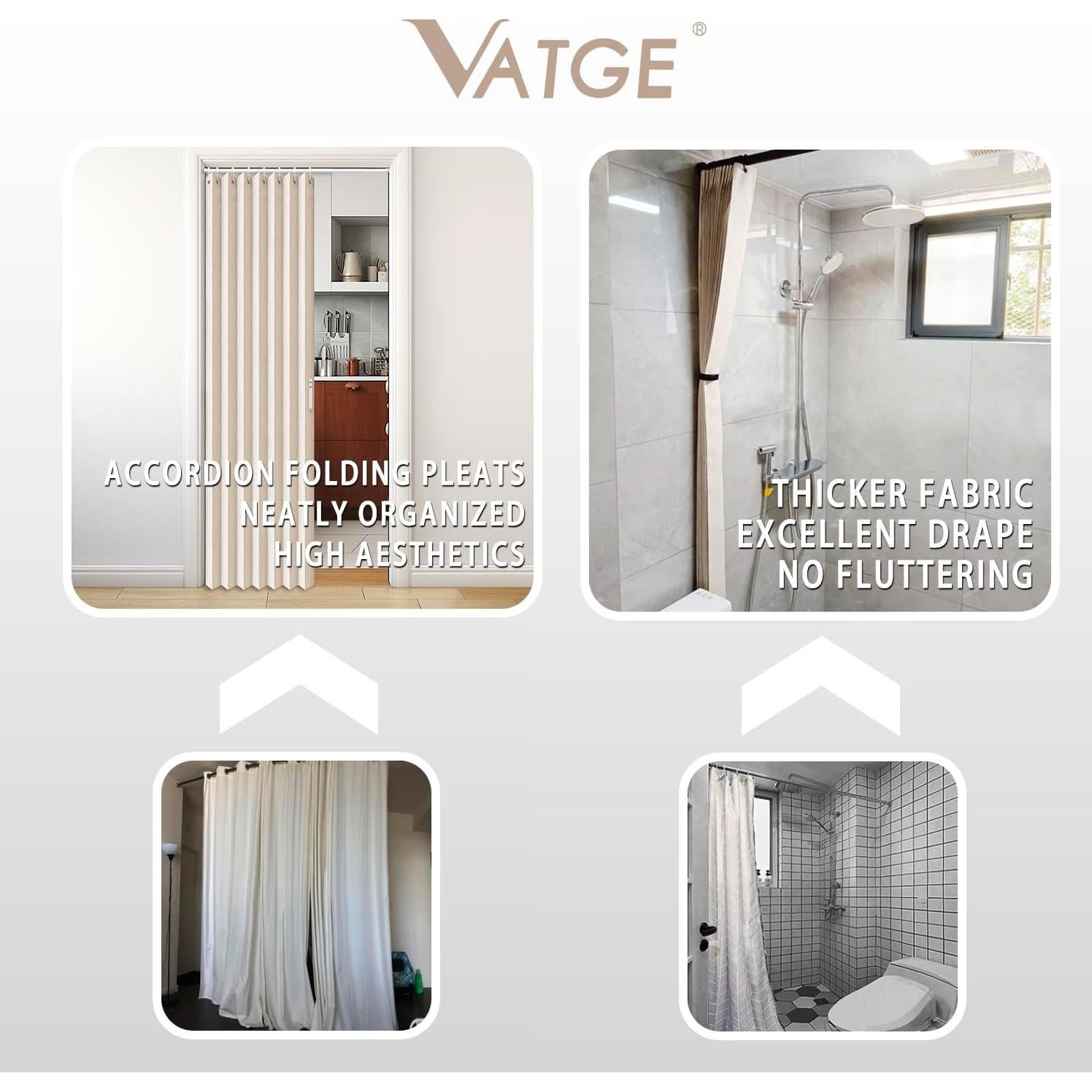 Cortina Acordeón Vatge Beige 100x198 cm para Closet y Divisiones