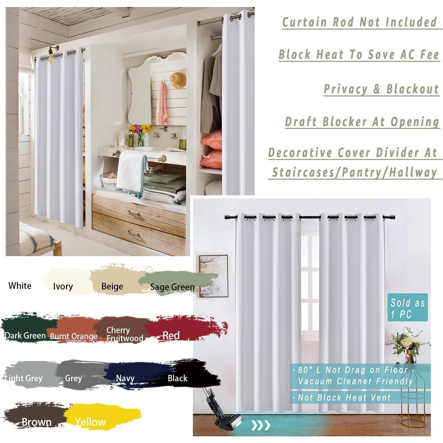 Cortina de Armario XTMYI Blanca 42x203 cm Aislante de Sonido