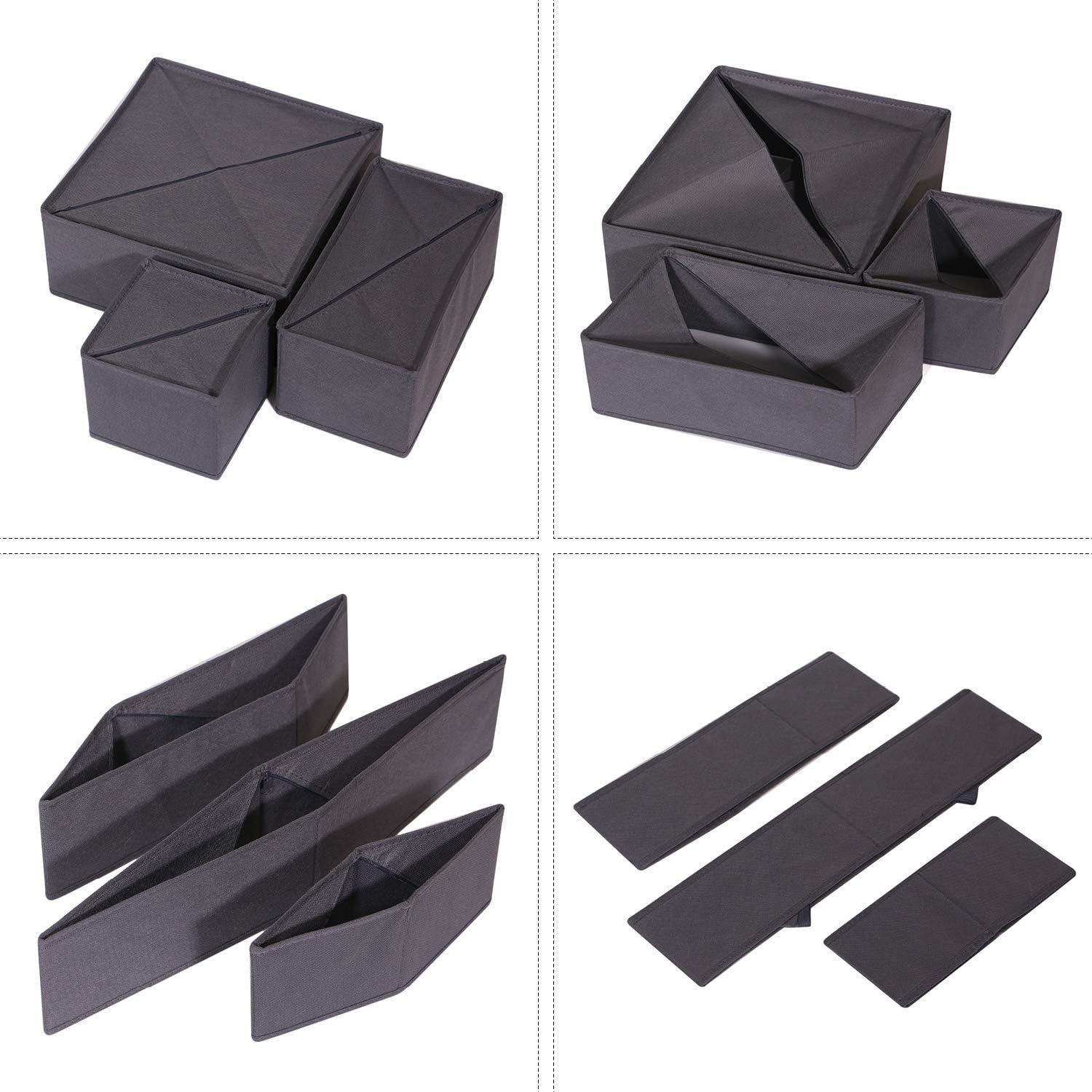 Organizador de Cajón DIOMMELL 12 Piezas Tela Plegable Gris