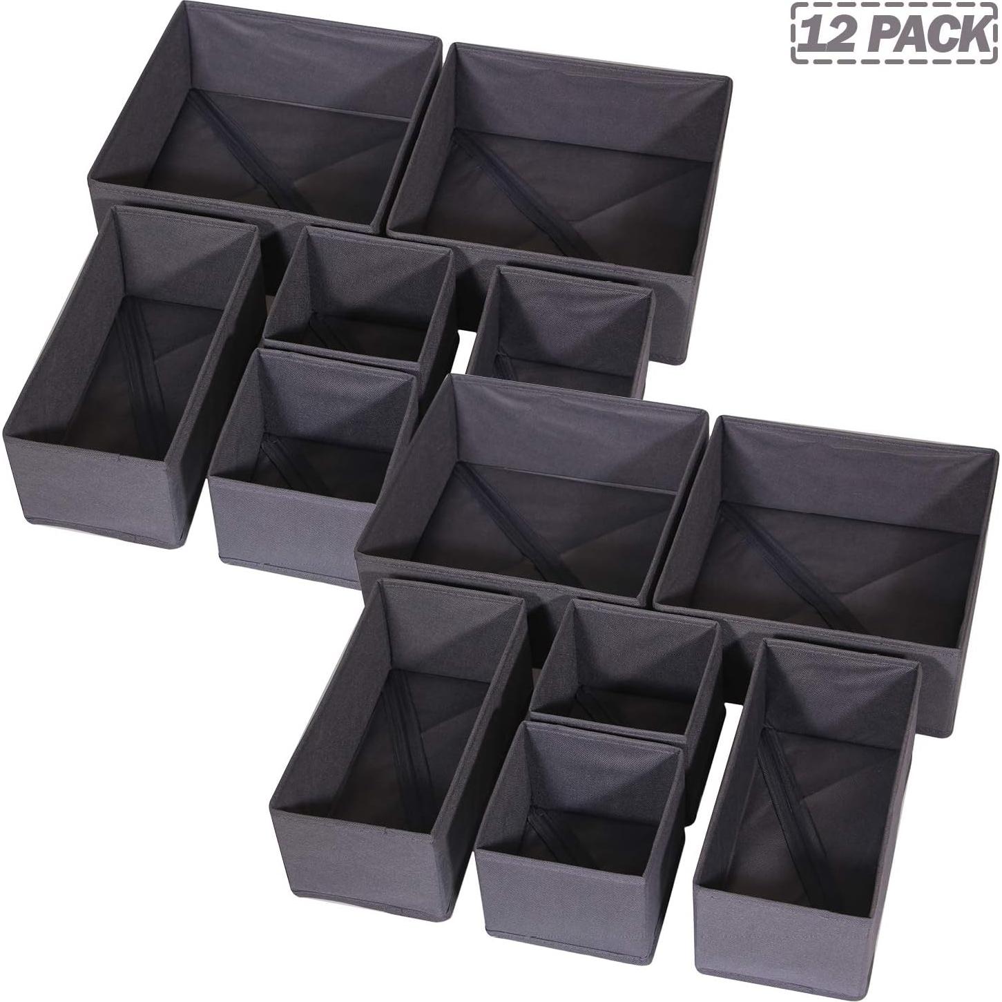 Organizador de Cajón DIOMMELL 12 Piezas Tela Plegable Gris