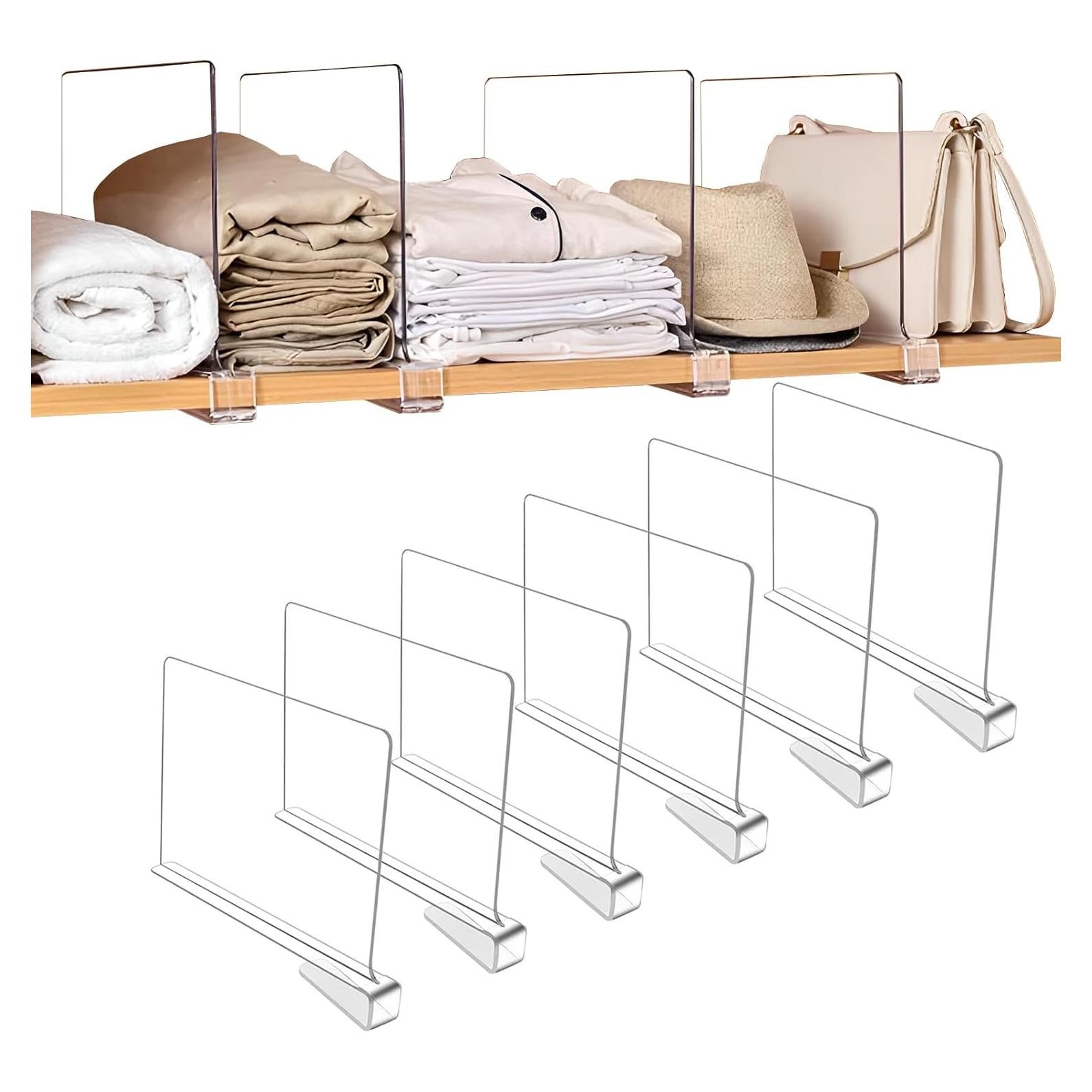 Divisores de Estante Acrílico Sooyee 6 PCS para Organización
