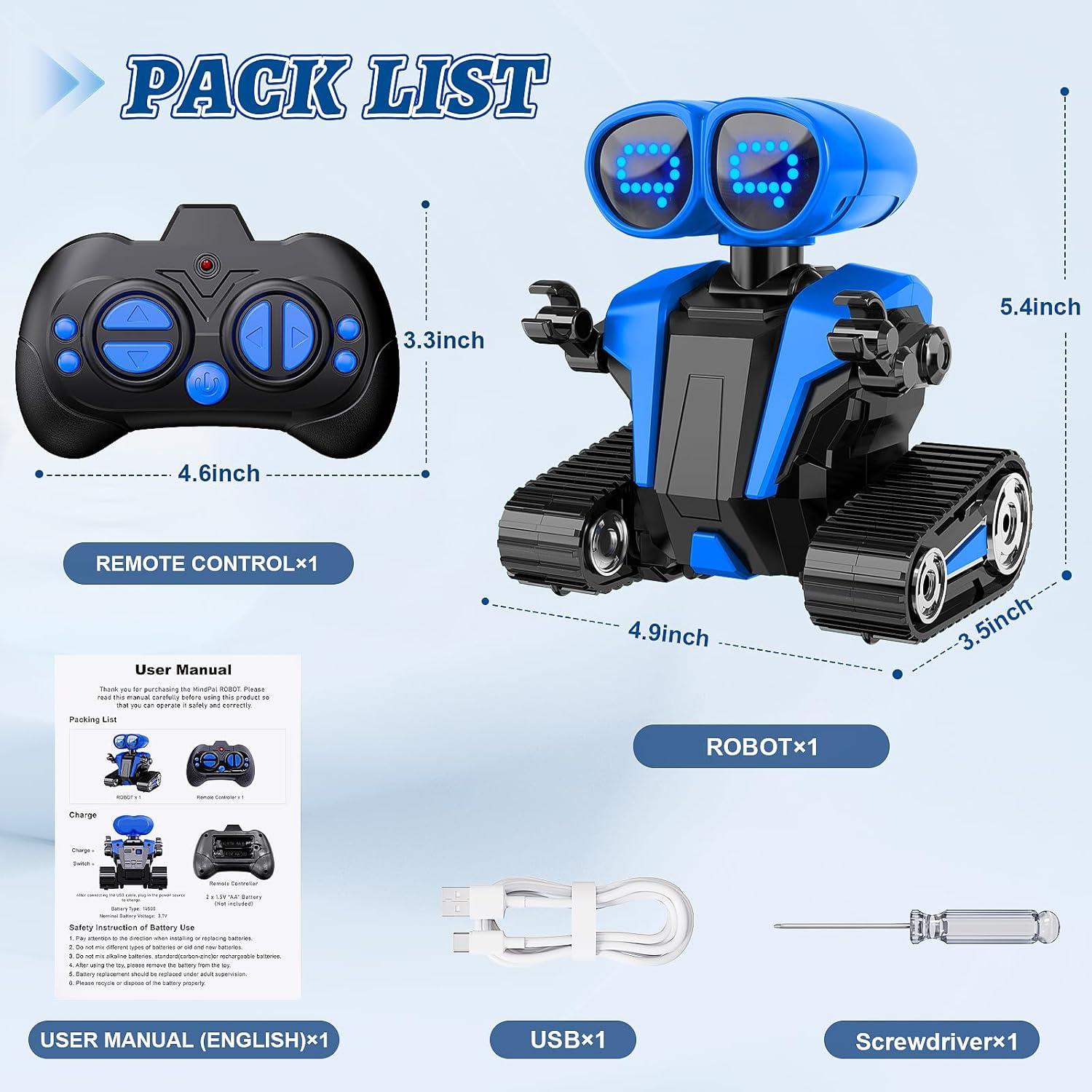 Robot Infantil Control Remoto MindPal Azul Recargable LED