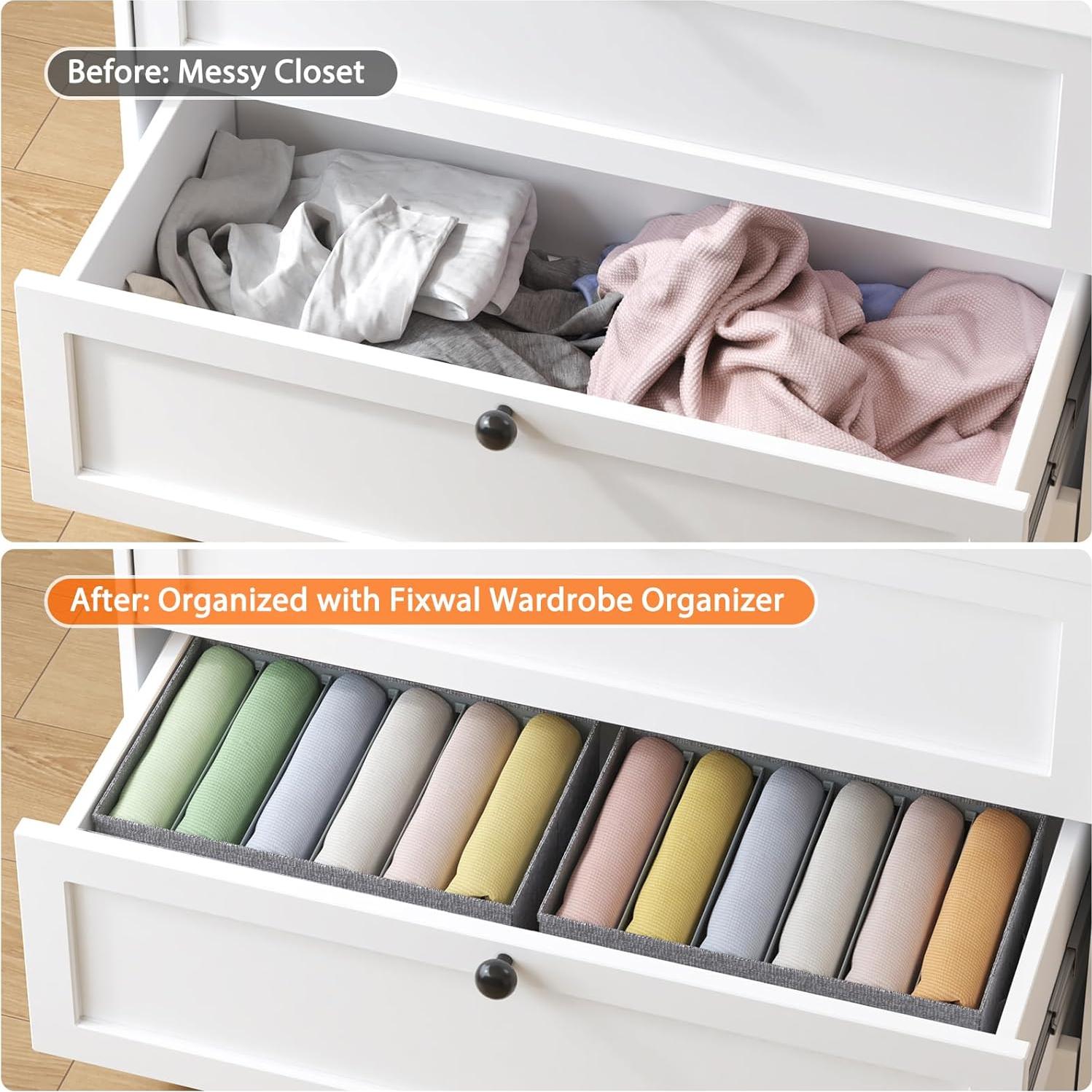 Organizador de Ropa Fixwal 4 Piezas 6 Divisiones Lavables