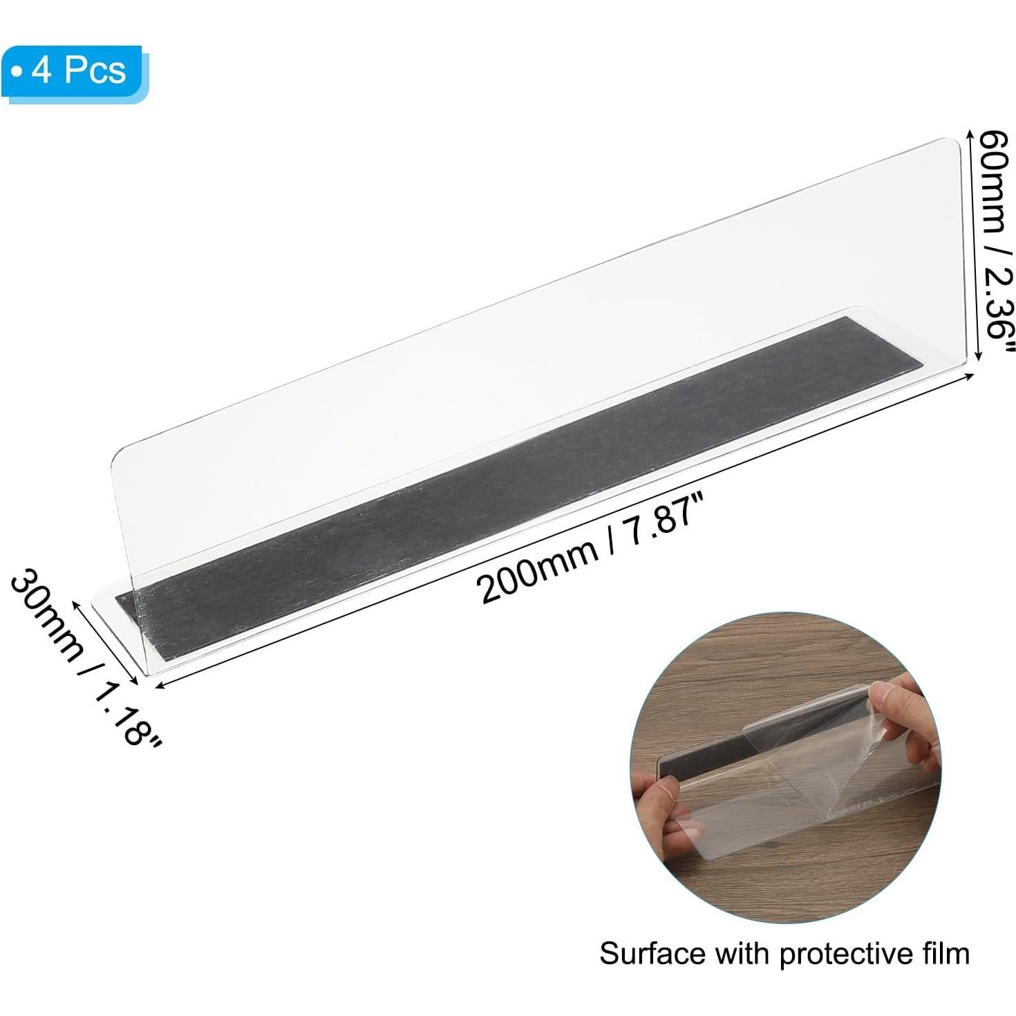 Divisores de Estante Magnéticos PATIKIL 4 Piezas Acrílico 20x3x6cm
