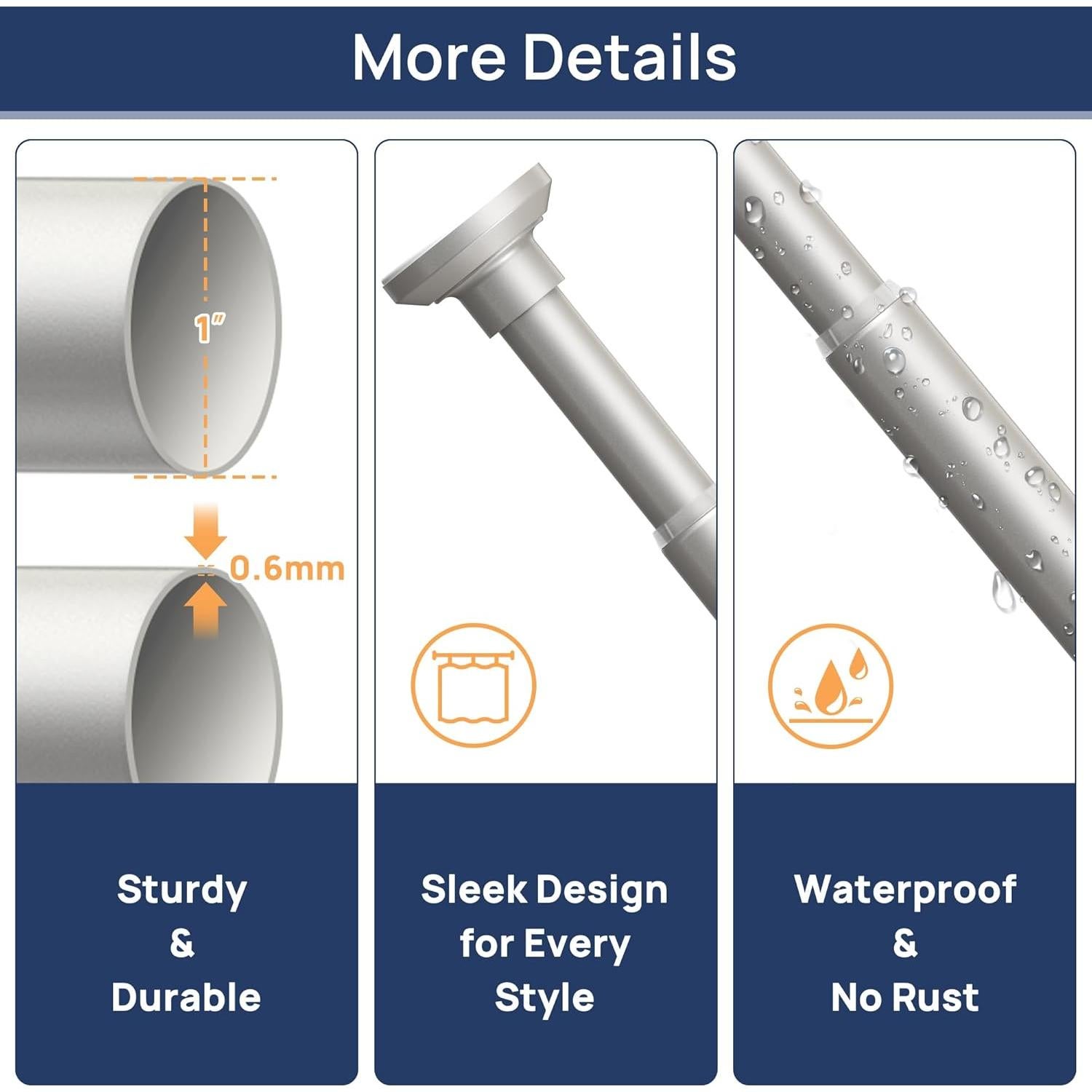 Varilla de Cortina de Ducha EnjoyBasics 76-162 cm Acero Inoxidable