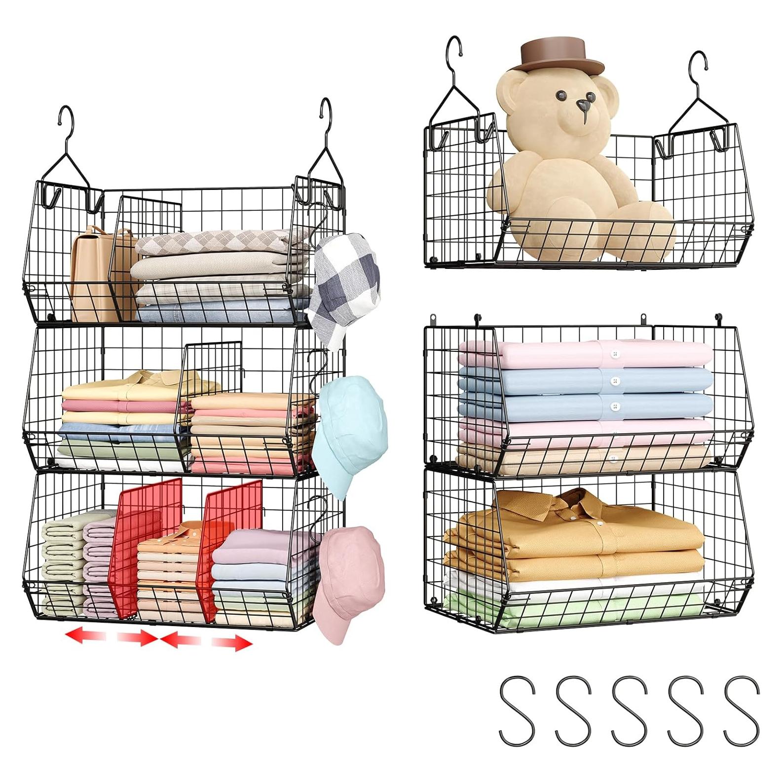 Estante Colgante de Closet Jautokerdar 3 Niveles Negro