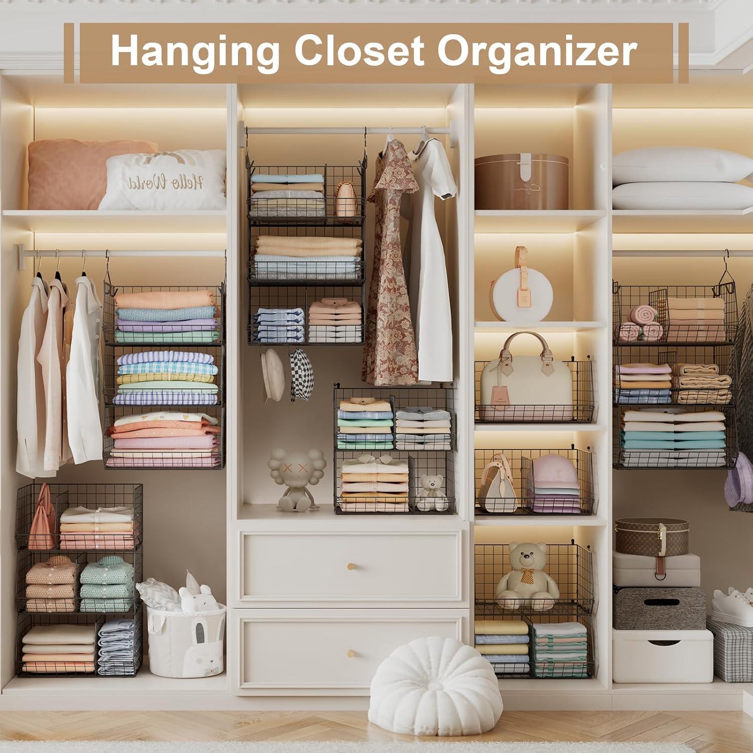 Estante Colgante de Closet Jautokerdar 3 Niveles Negro